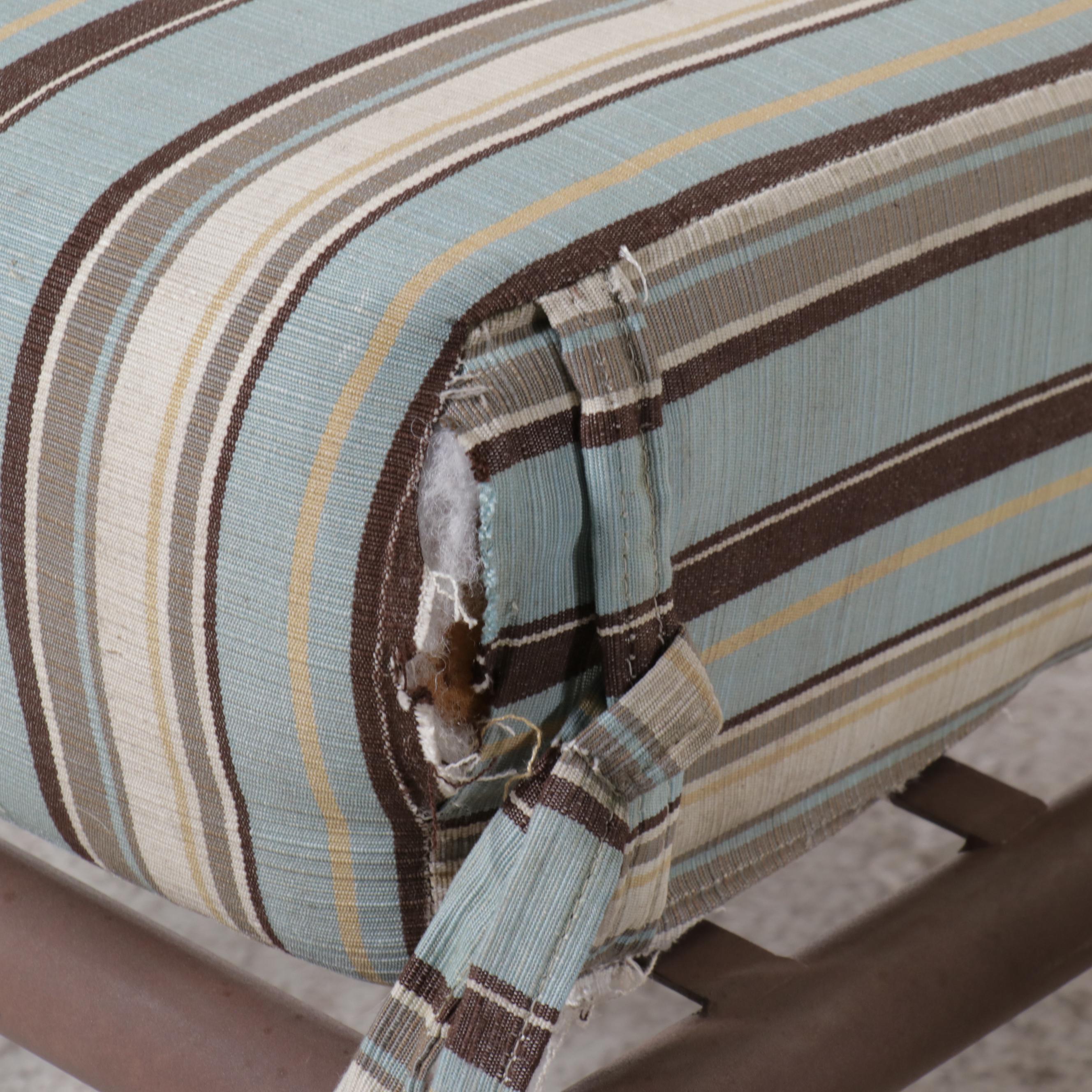 Pair of Arizona Iron Frame Chaise Lounges with Fitted Sunbrella Cushions