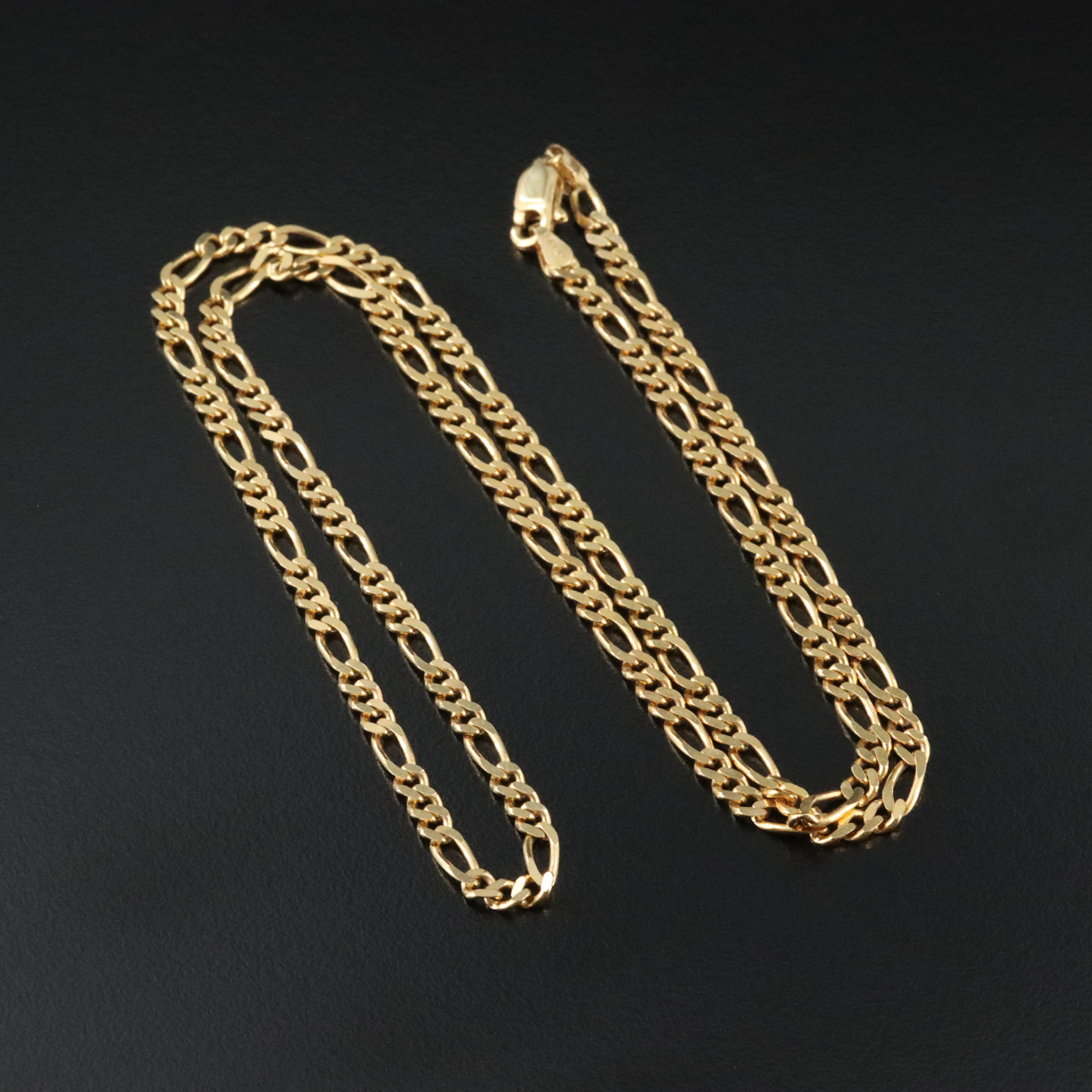Italian 14K Figaro Chain Necklace
