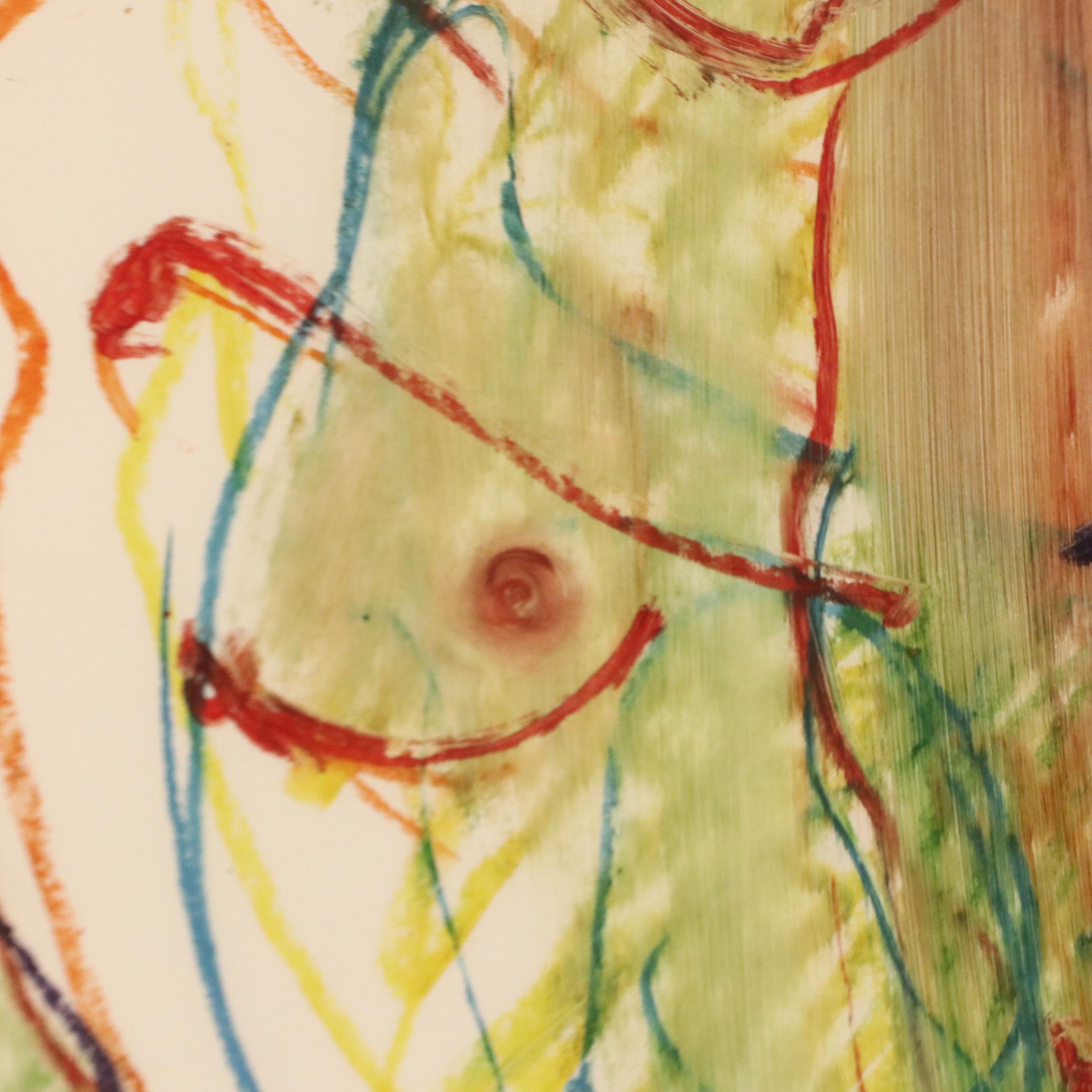 Jack Meanwell Expressionist Drawing "Figure #3," Late 20th Century