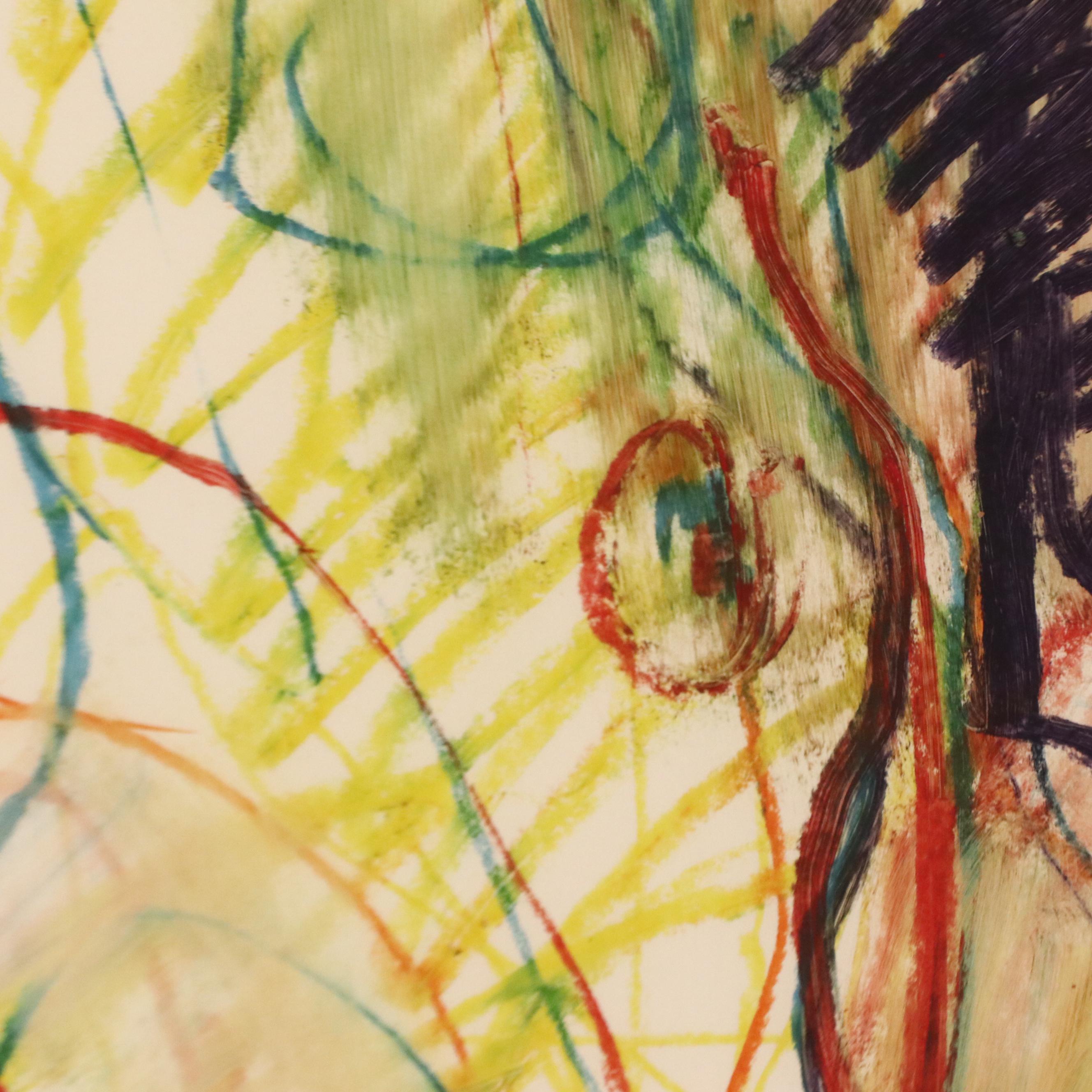 Jack Meanwell Expressionist Drawing "Figure #3," Late 20th Century