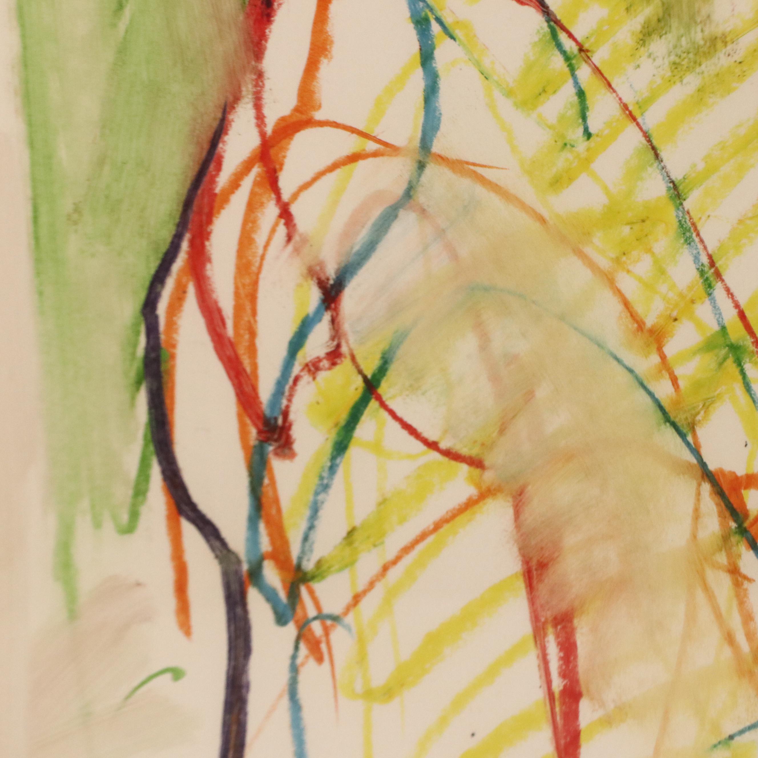 Jack Meanwell Expressionist Drawing "Figure #3," Late 20th Century