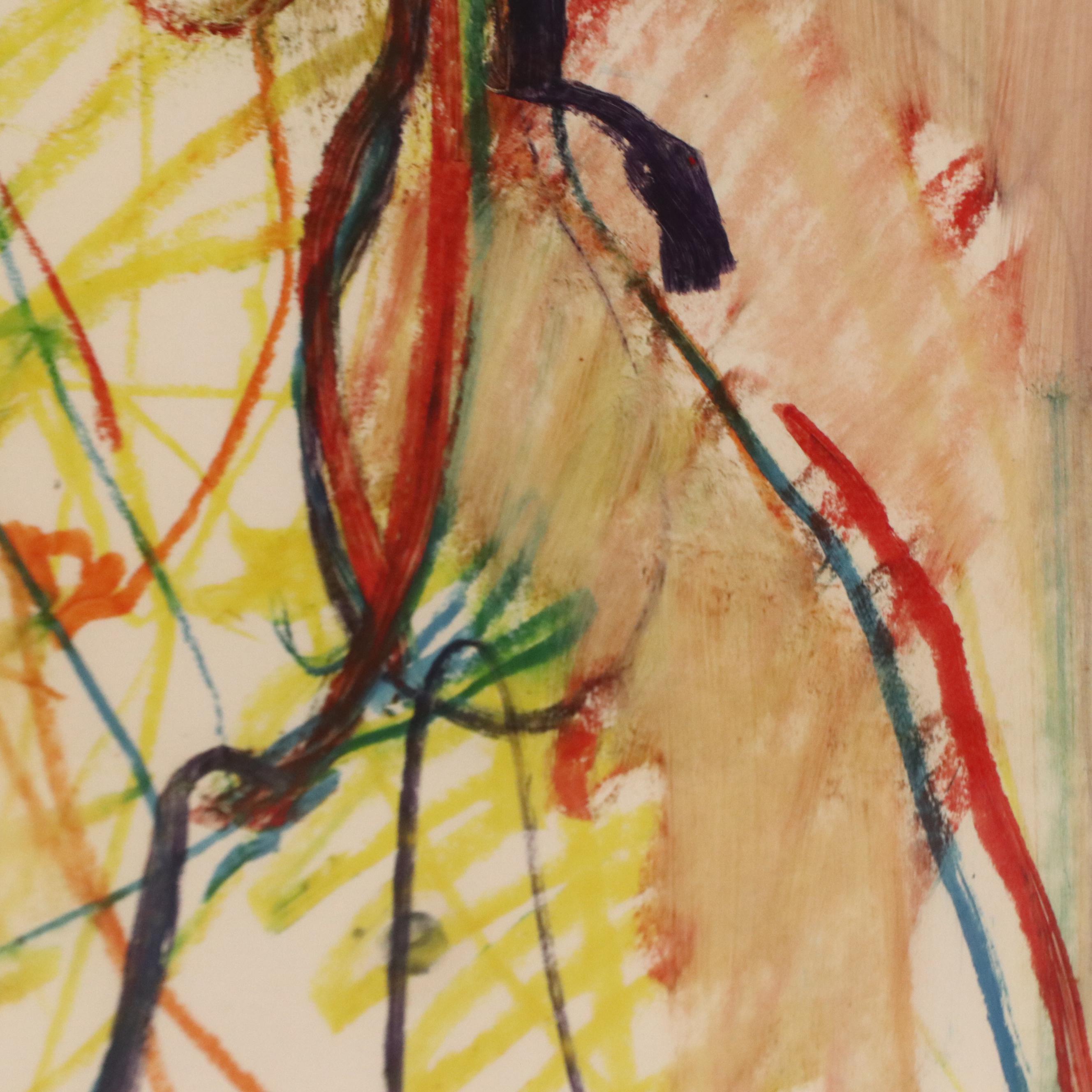 Jack Meanwell Expressionist Drawing "Figure #3," Late 20th Century