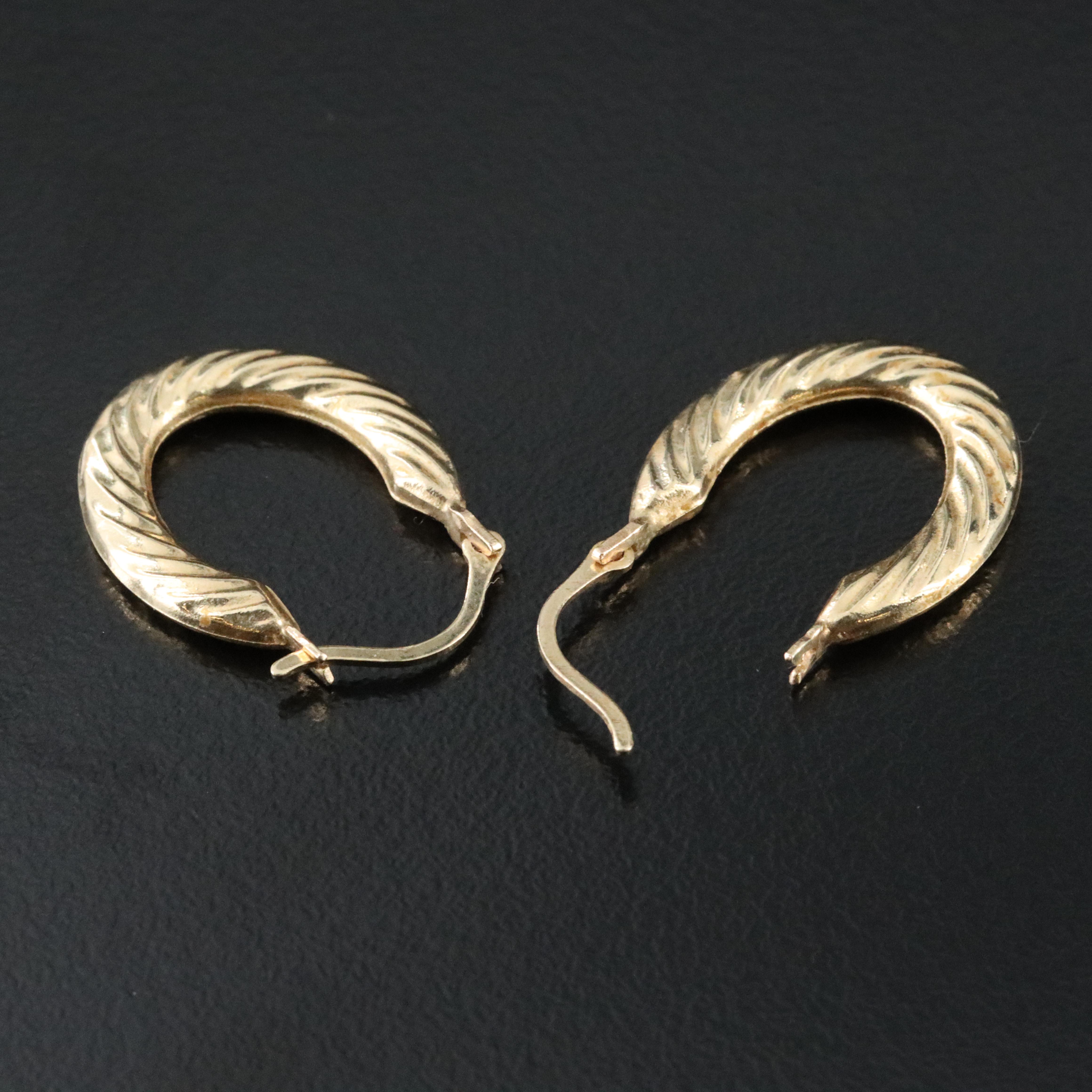 14K Elongated Hoops