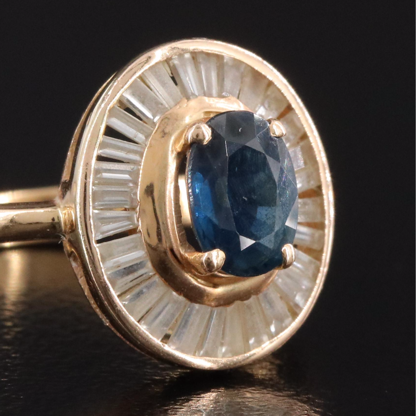 18K 1.01 CT Sapphire and Diamond Ballerina Ring