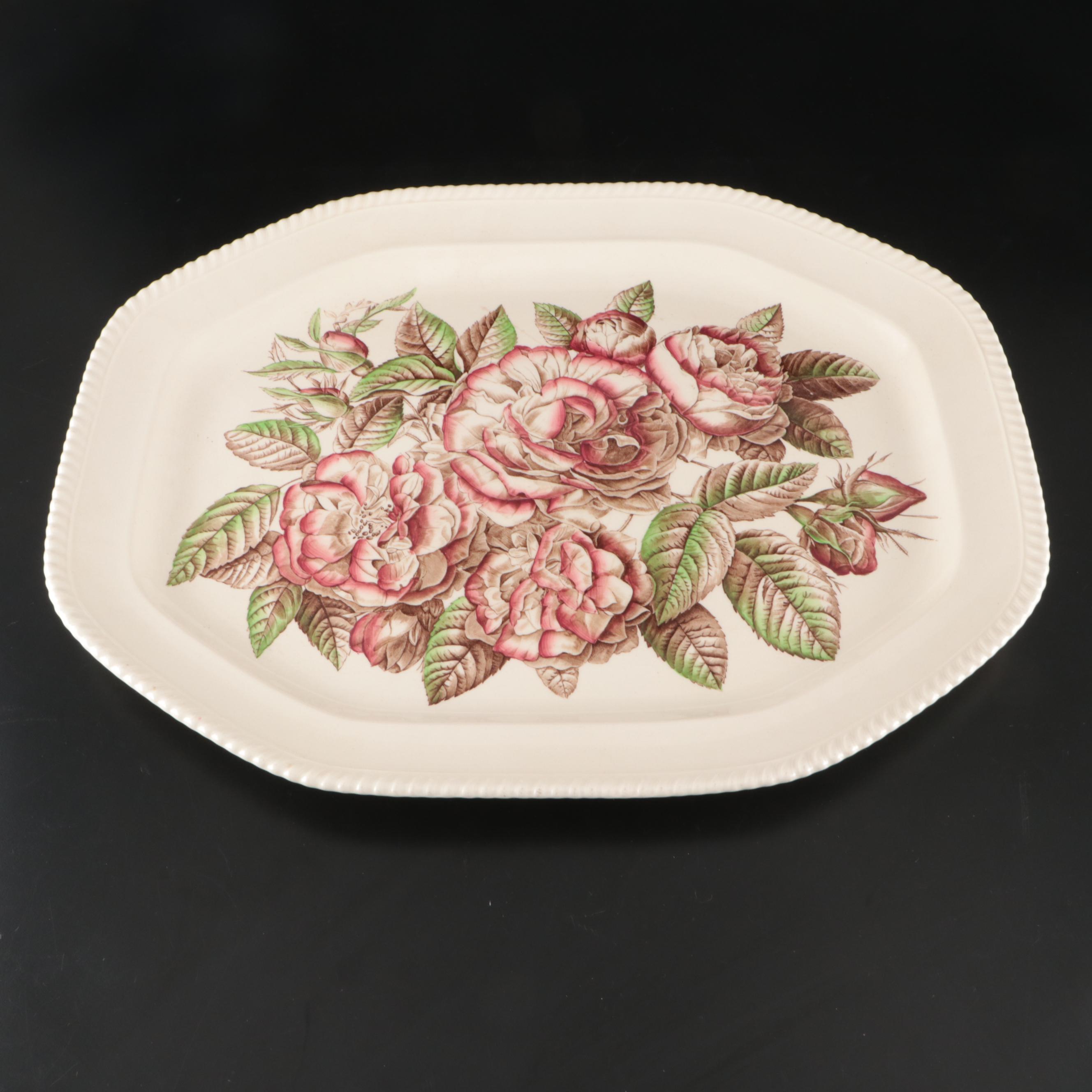 Johnson Brothers "Old Flower Prints" Rose Platter, 1941–1948