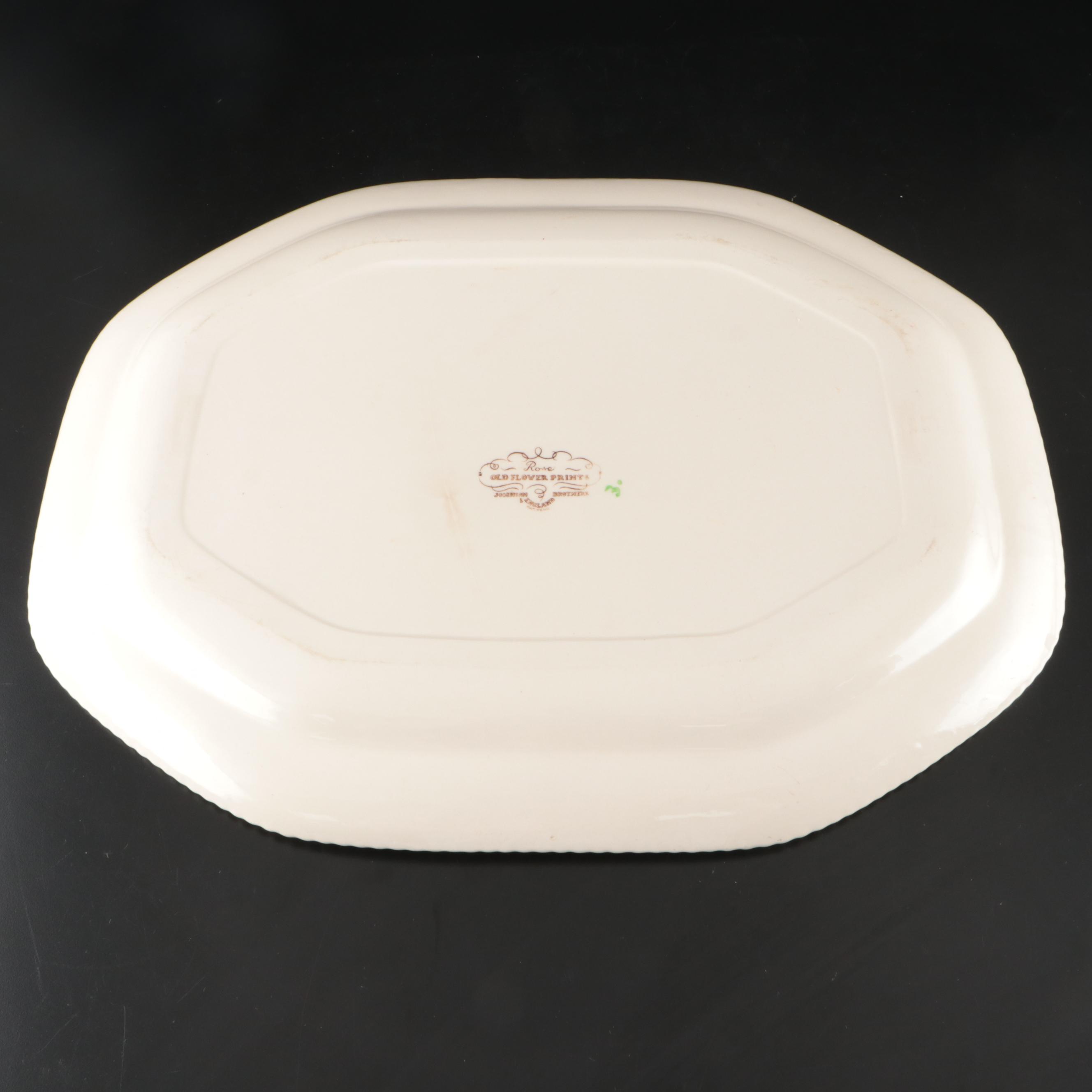 Johnson Brothers "Old Flower Prints" Rose Platter, 1941–1948