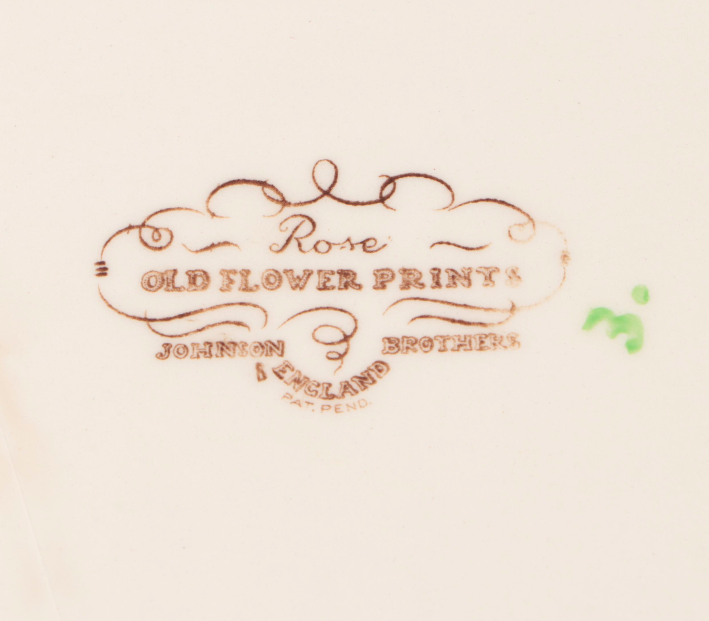 Johnson Brothers "Old Flower Prints" Rose Platter, 1941–1948