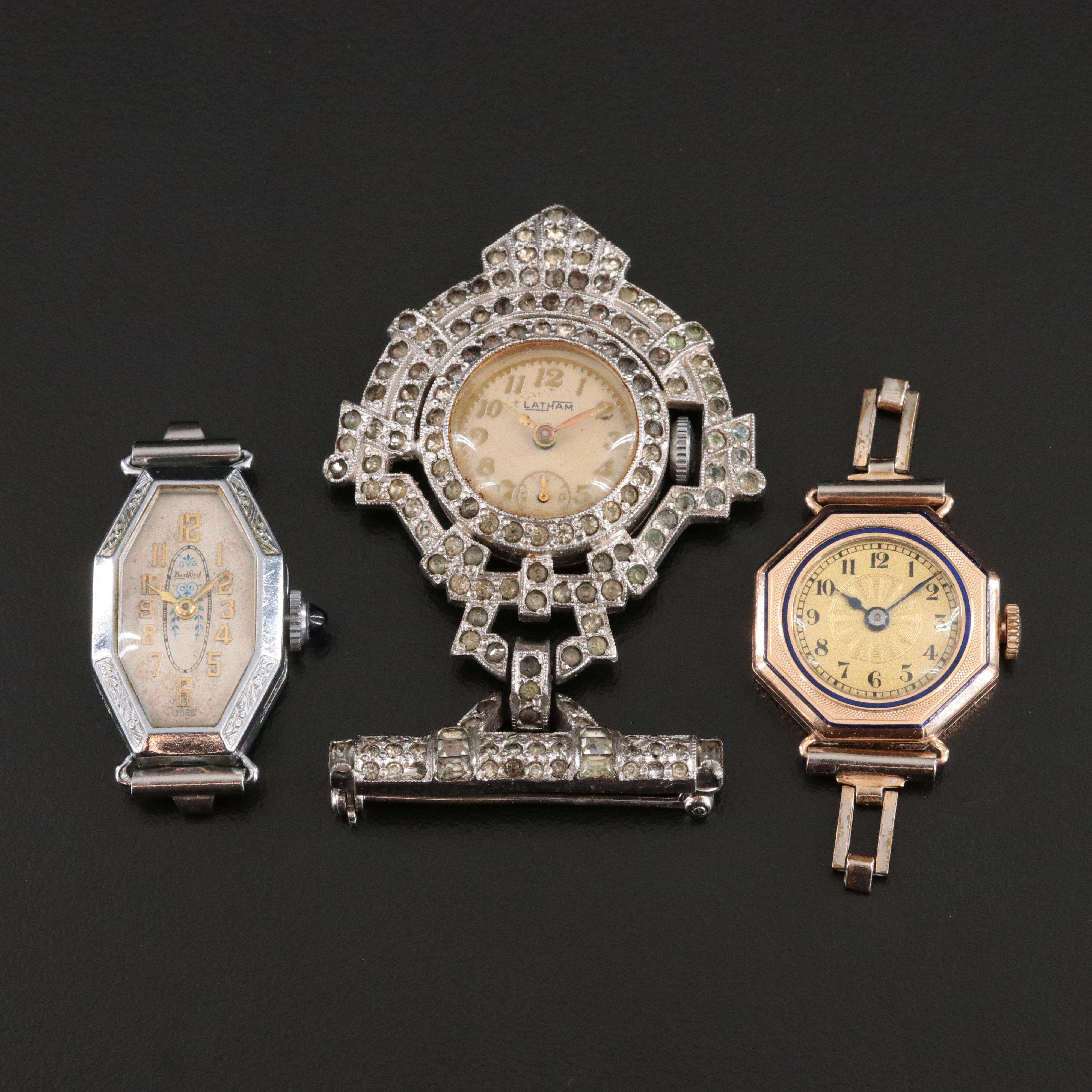 14K Jeannette Convertible Watch with Bedford Convertible and Latham Brooch Watch