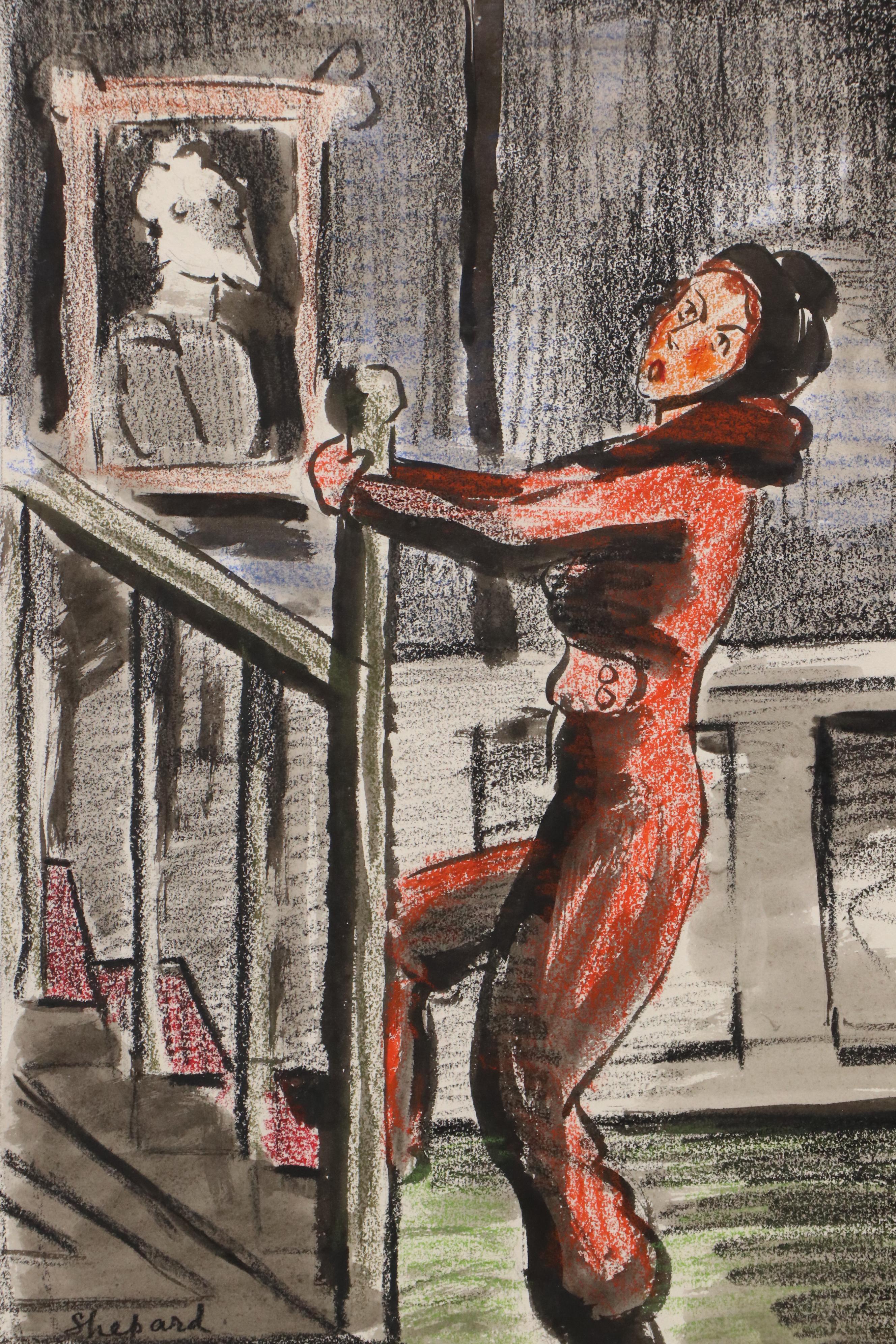 Three Drawings of Humorous Narrative Scenes With Caricatures, 20th Century