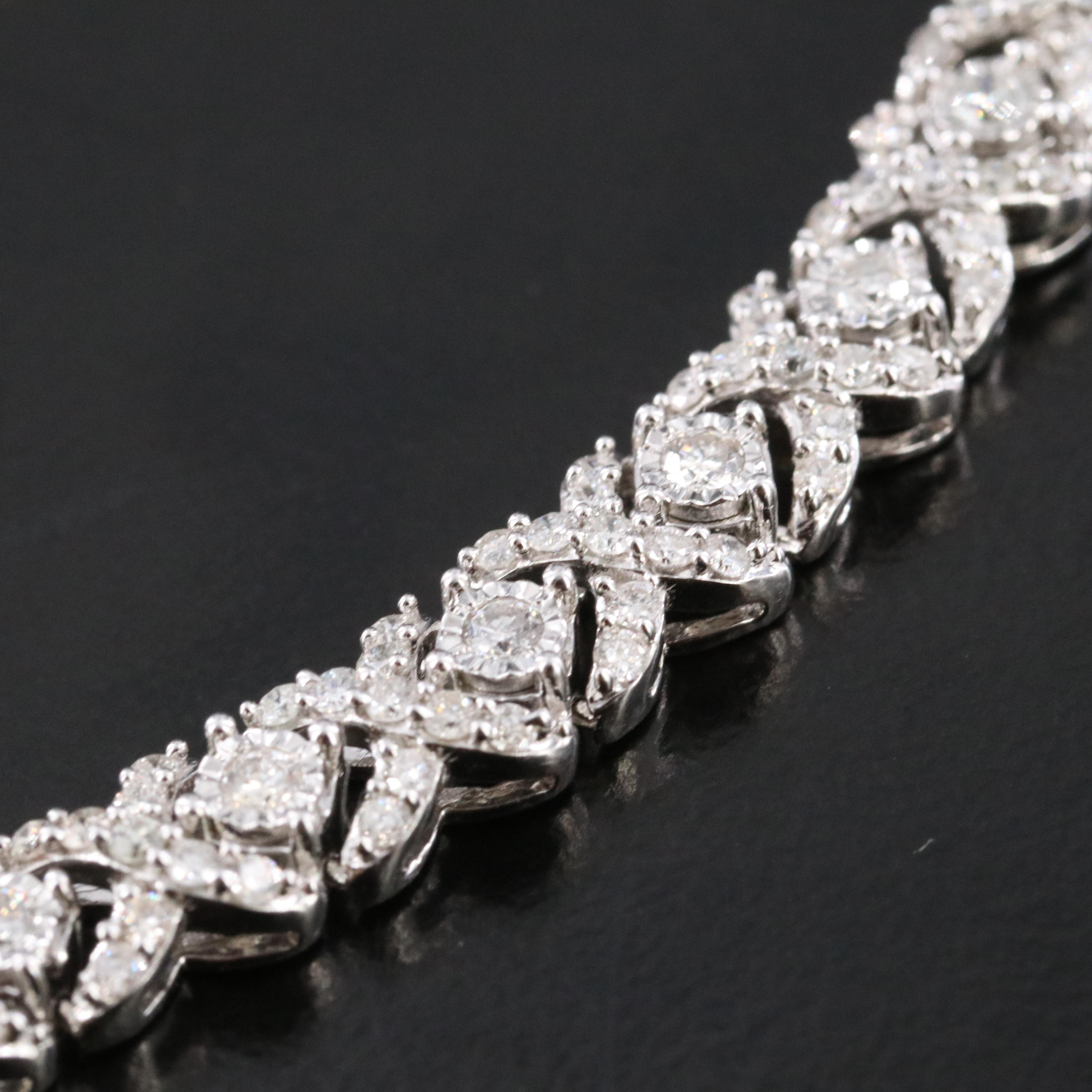 Sterling 1.01 CTW Diamond "XO" Bolo Bracelet