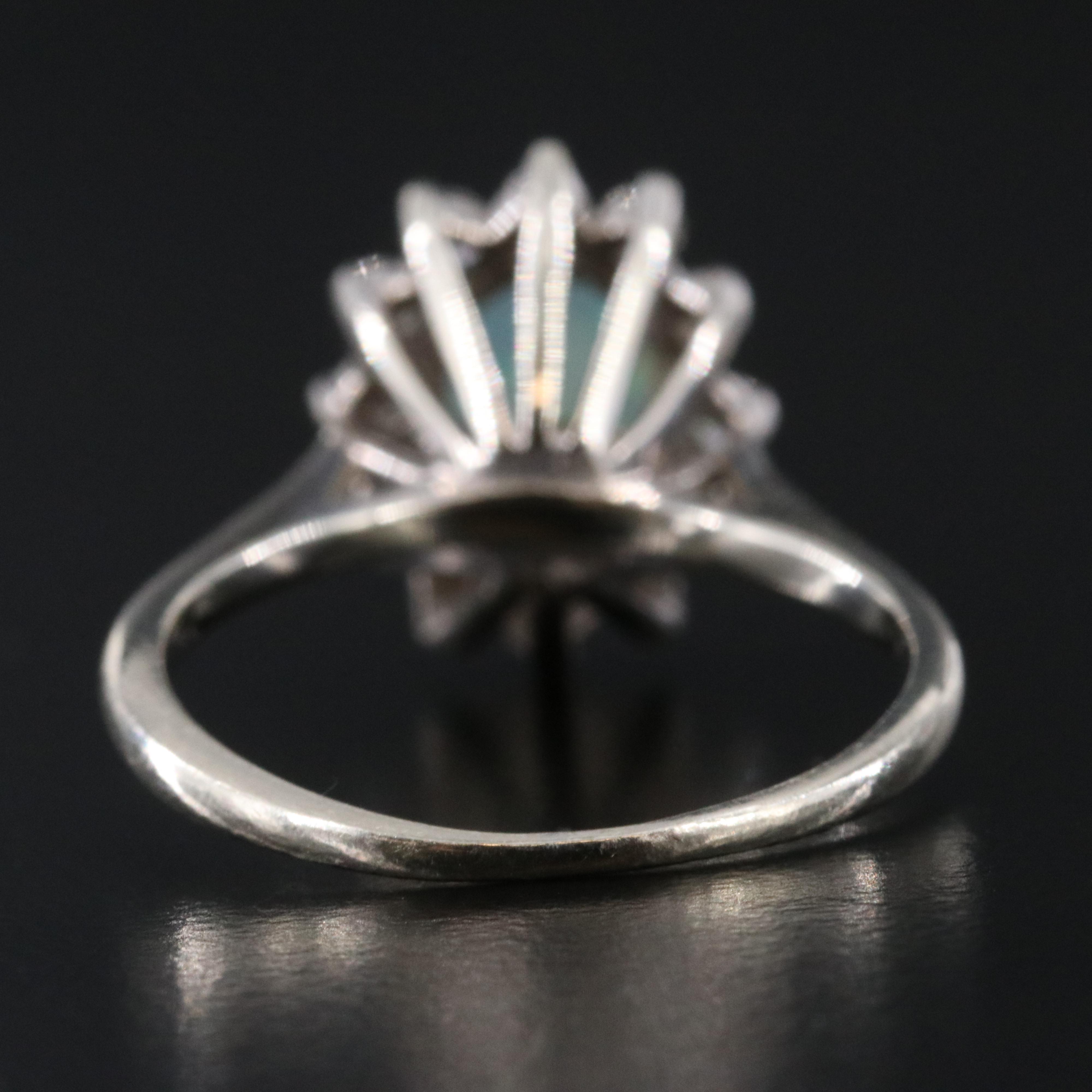 14K Opal and Diamond Halo Ring