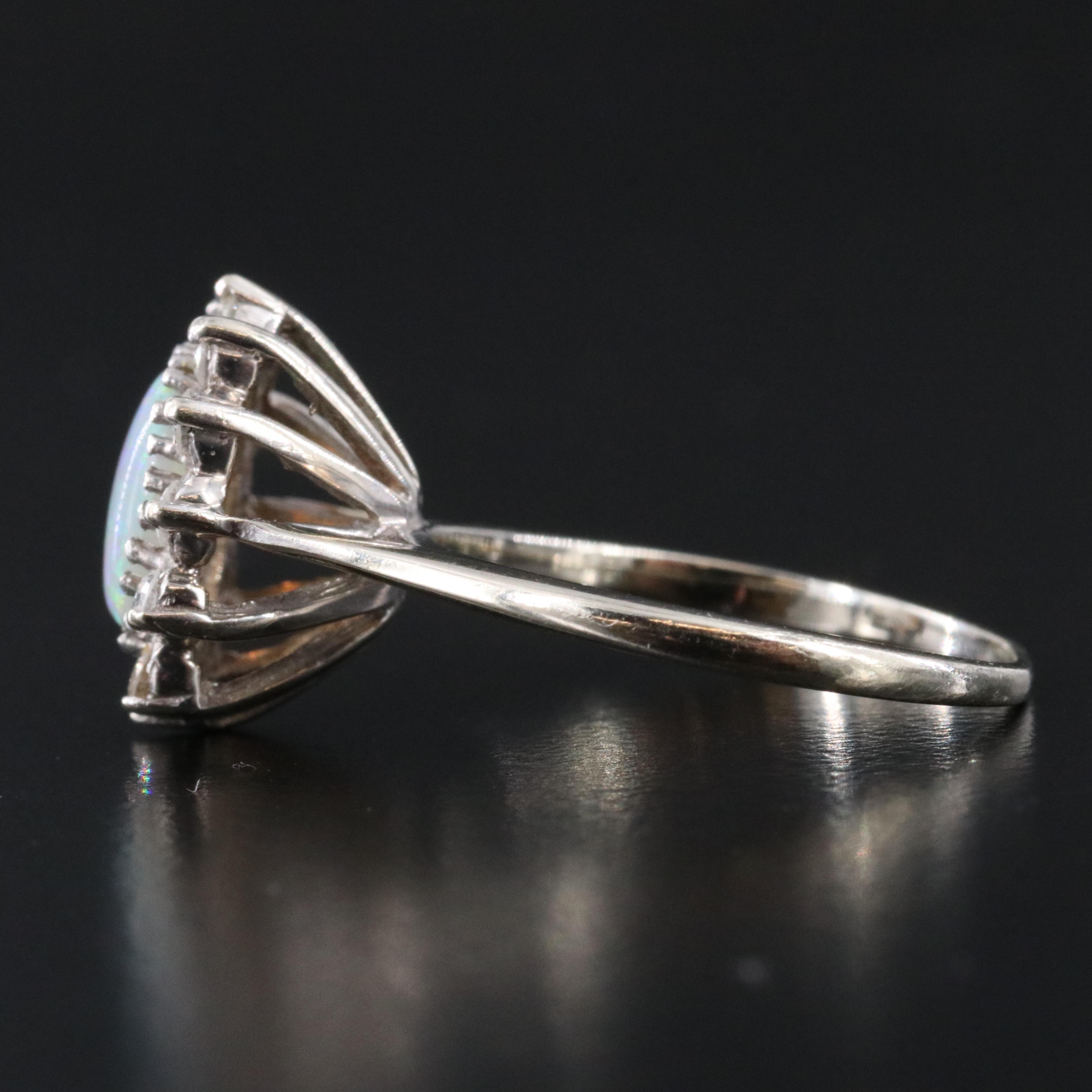 14K Opal and Diamond Halo Ring