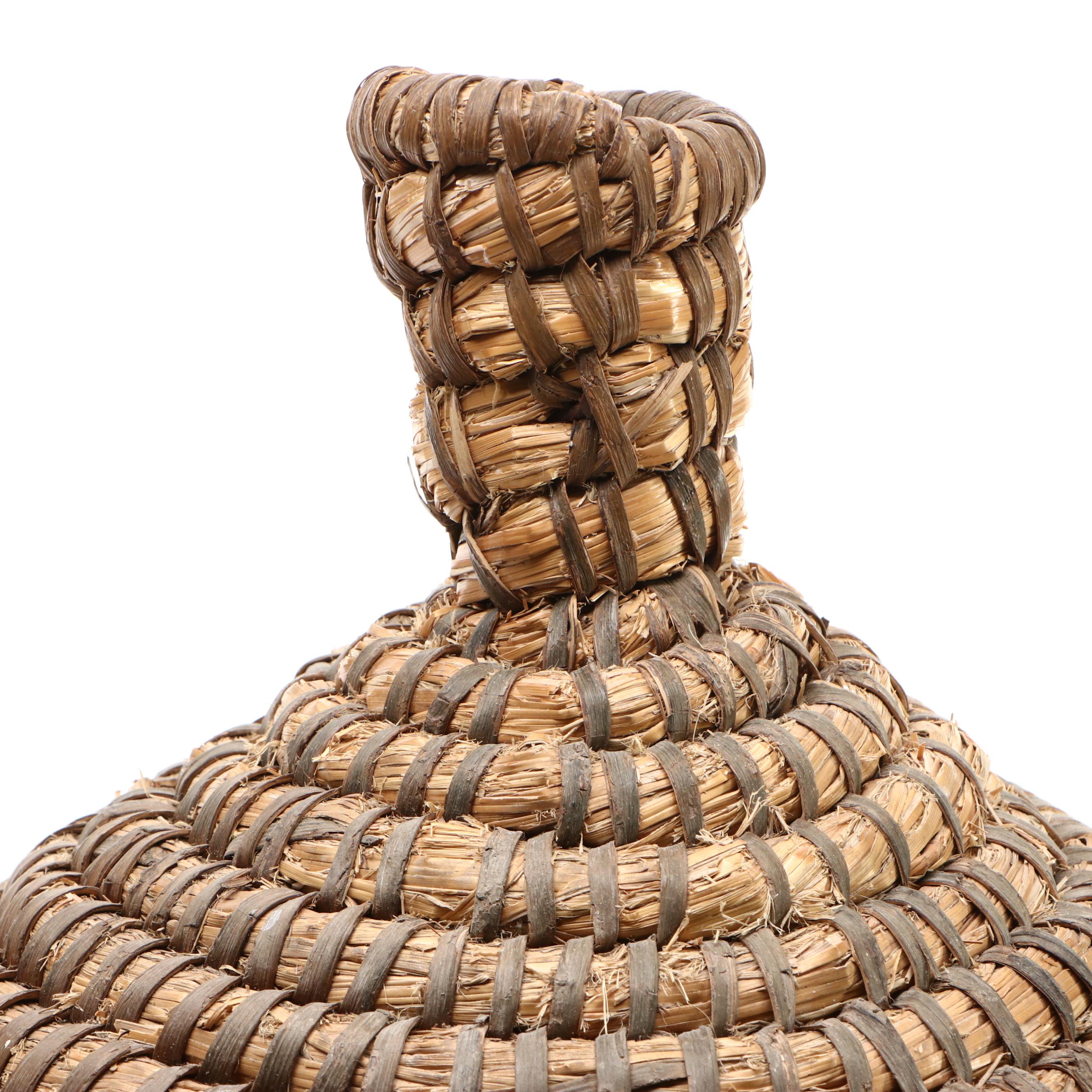 Handwoven Grass and Split Wood Bee Skep, 19th Century