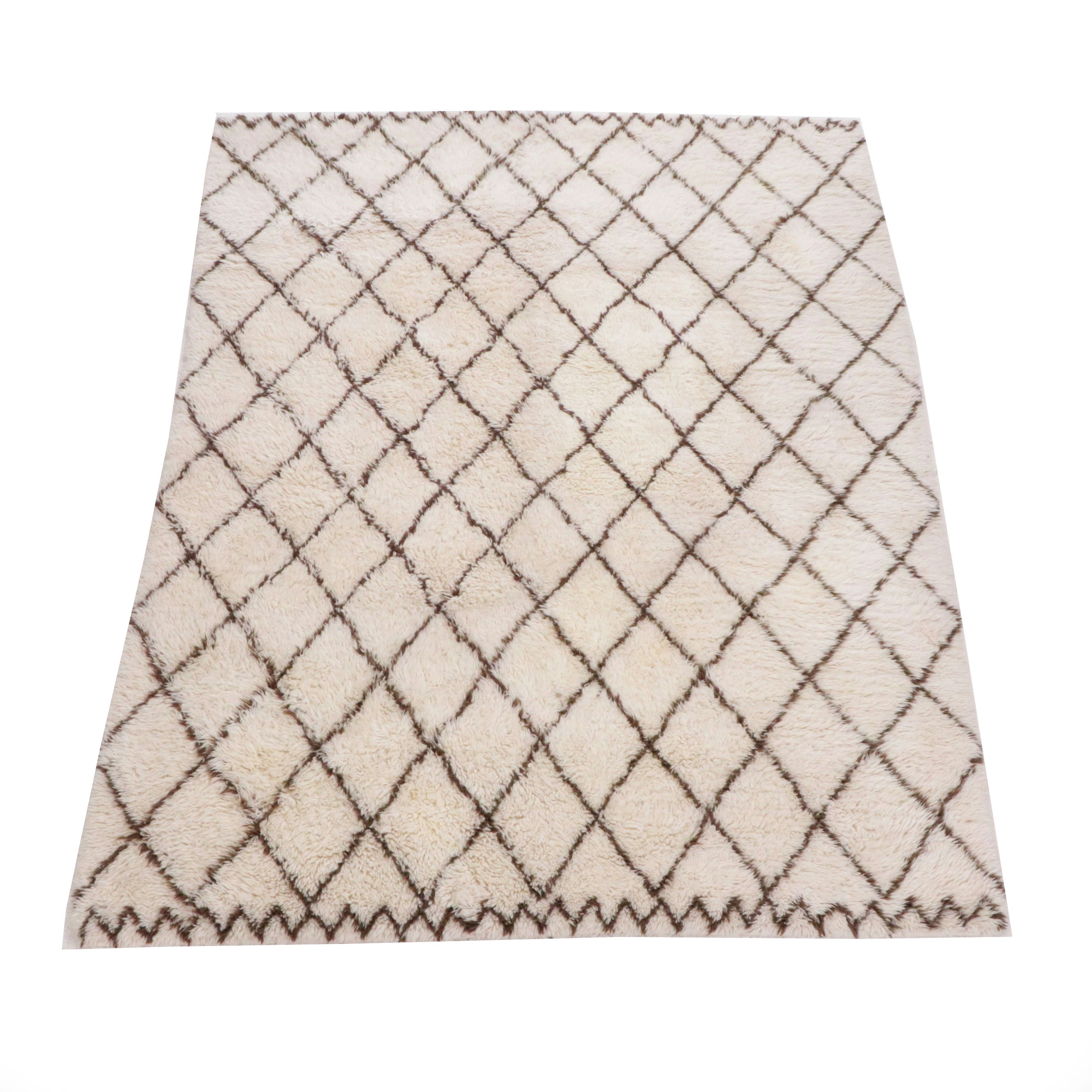 8'1 x 10'6 Hand-Knotted Contemporary Diamond Trellis Area Rug