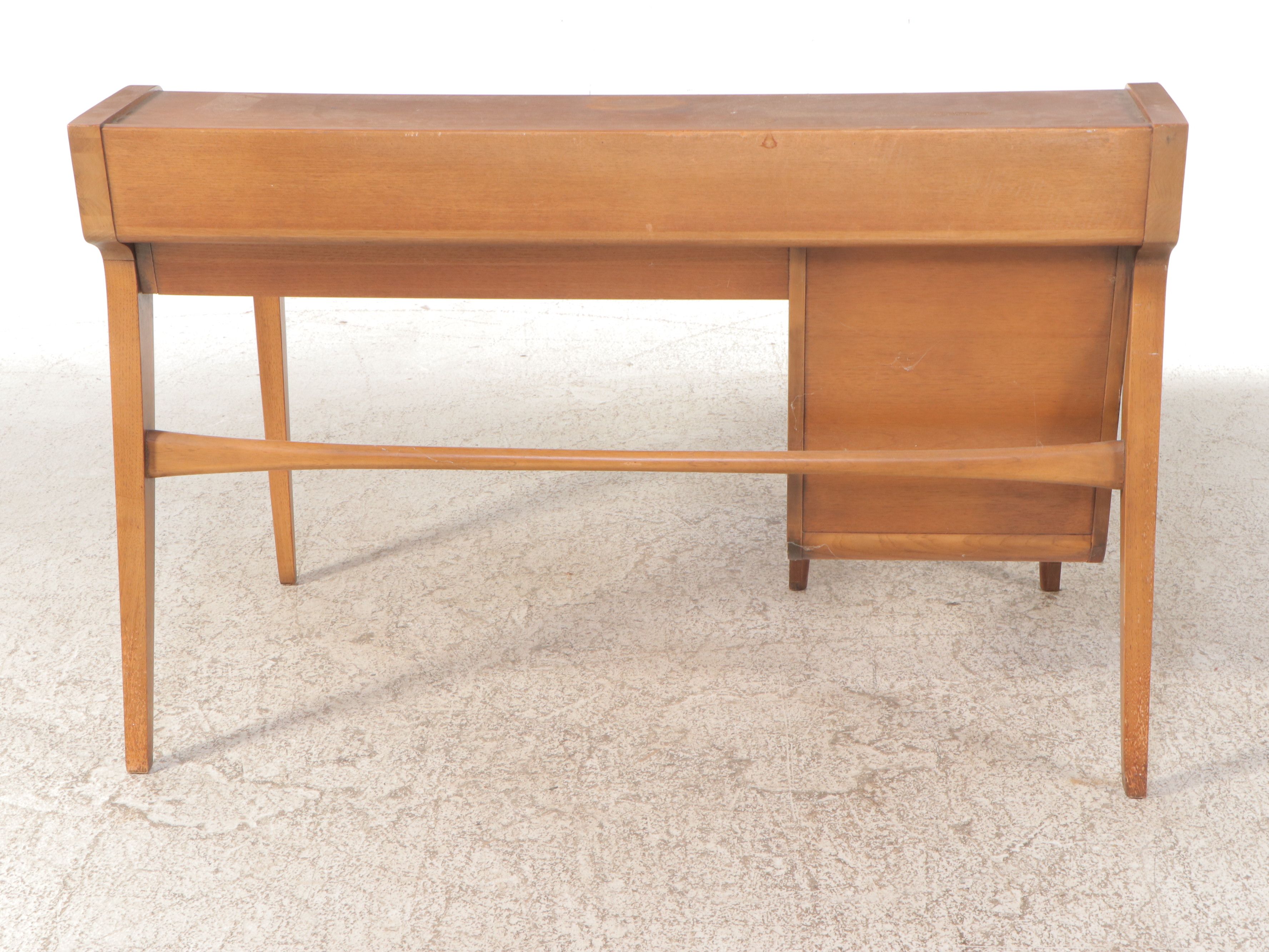 John Van Koert for Drexel Mid Century Modern Walnut Desk with Leather Top