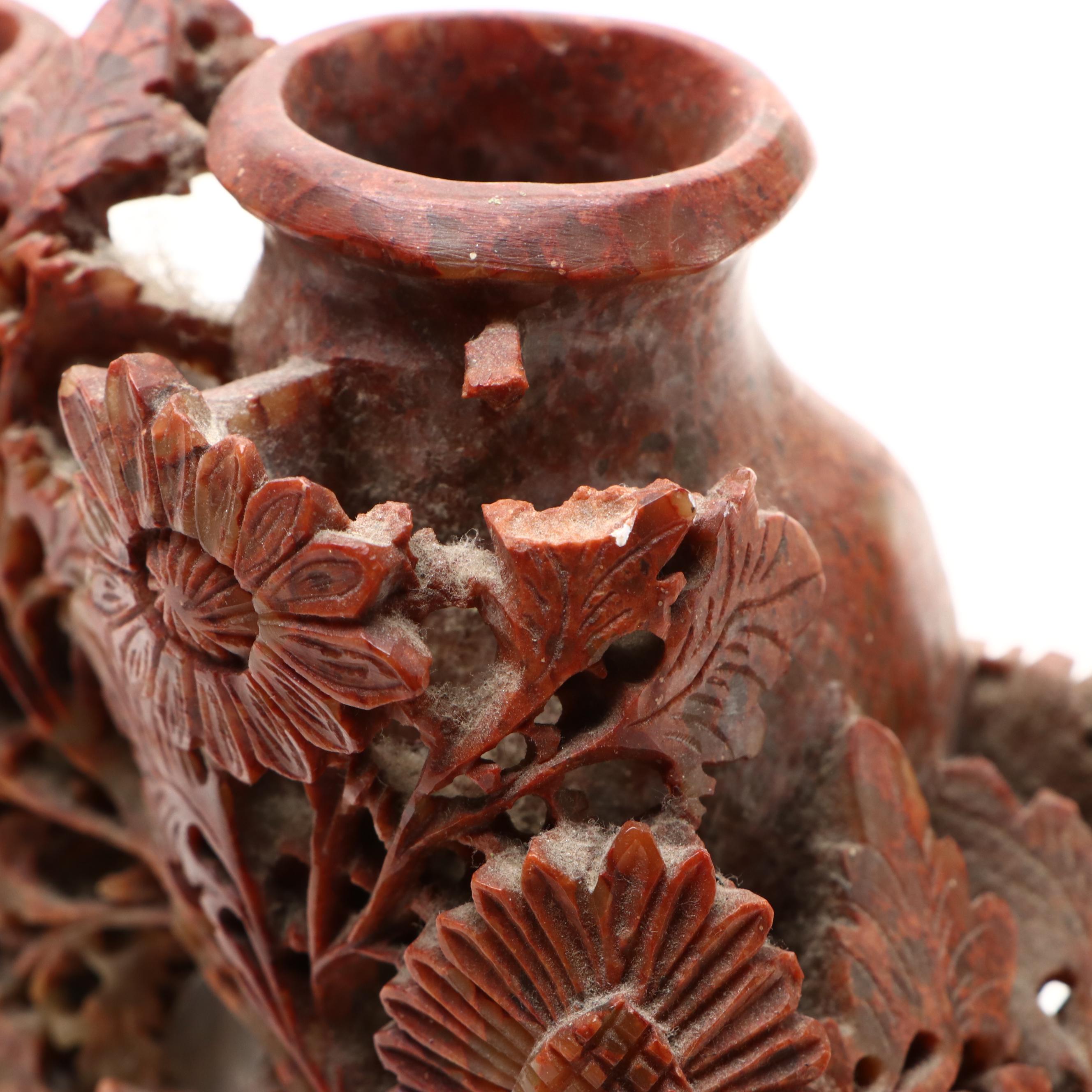 Chinese Carved Soapstone Brush Pot