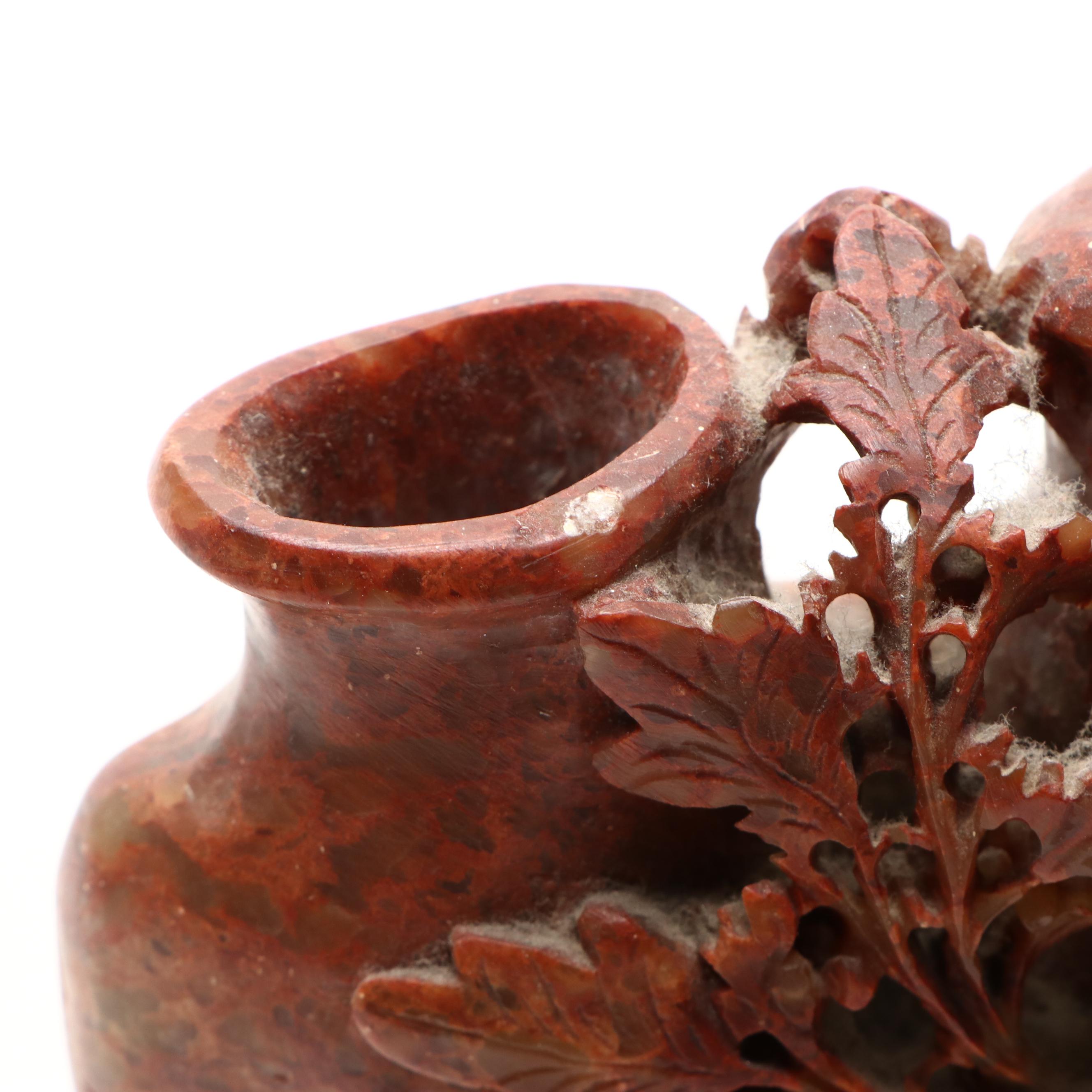 Chinese Carved Soapstone Brush Pot