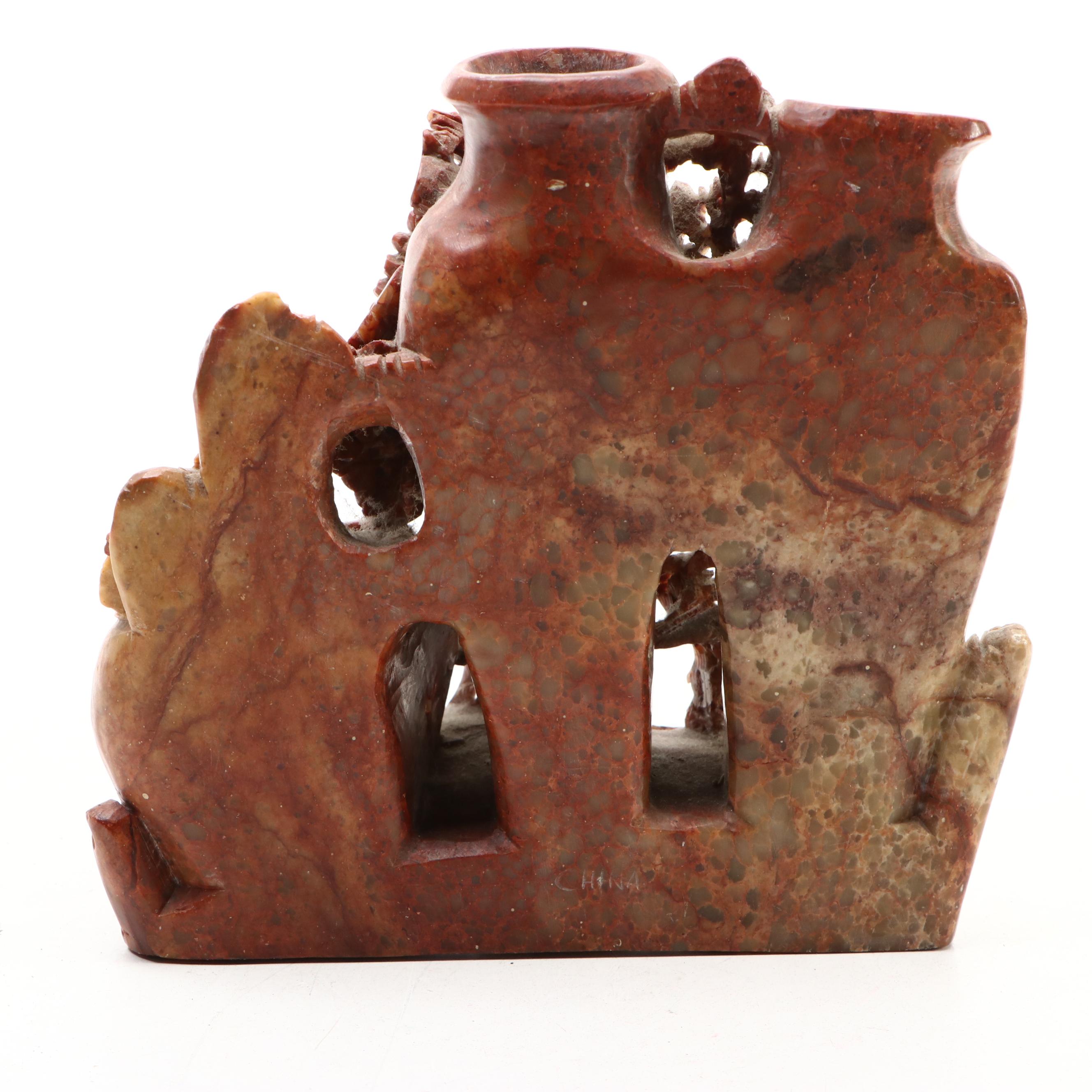 Chinese Carved Soapstone Brush Pot