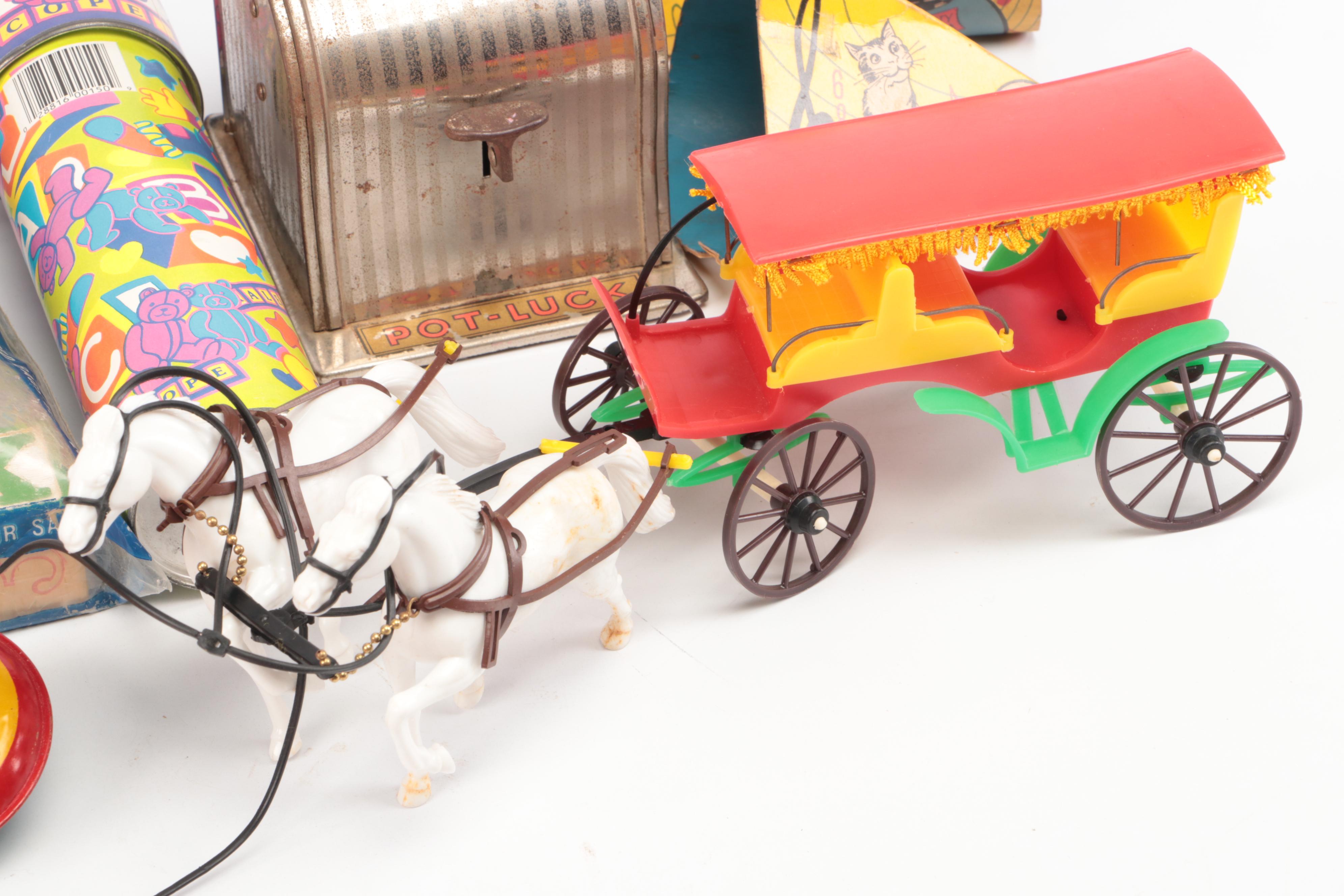 Max Carl Wind-Up Frog and Halsam Safety Blocks with More Vintage Toys