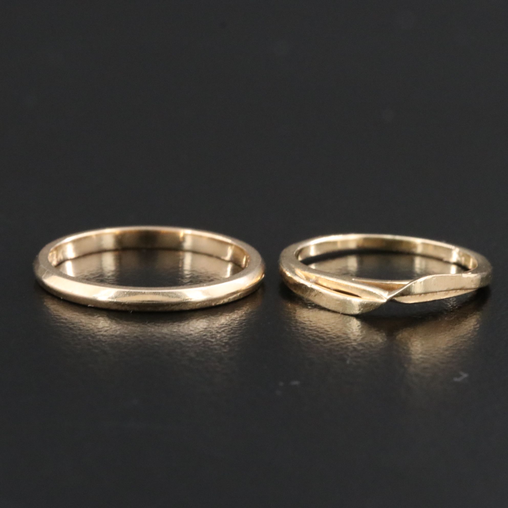 Antique 10K Rose Gold and 14K Knife-Edge and Twist Bands