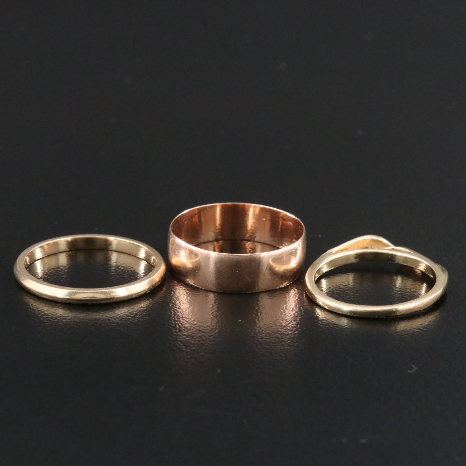 Antique 10K Rose Gold and 14K Knife-Edge and Twist Bands