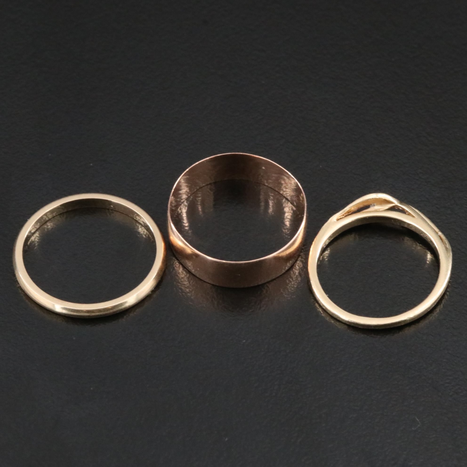 Antique 10K Rose Gold and 14K Knife-Edge and Twist Bands
