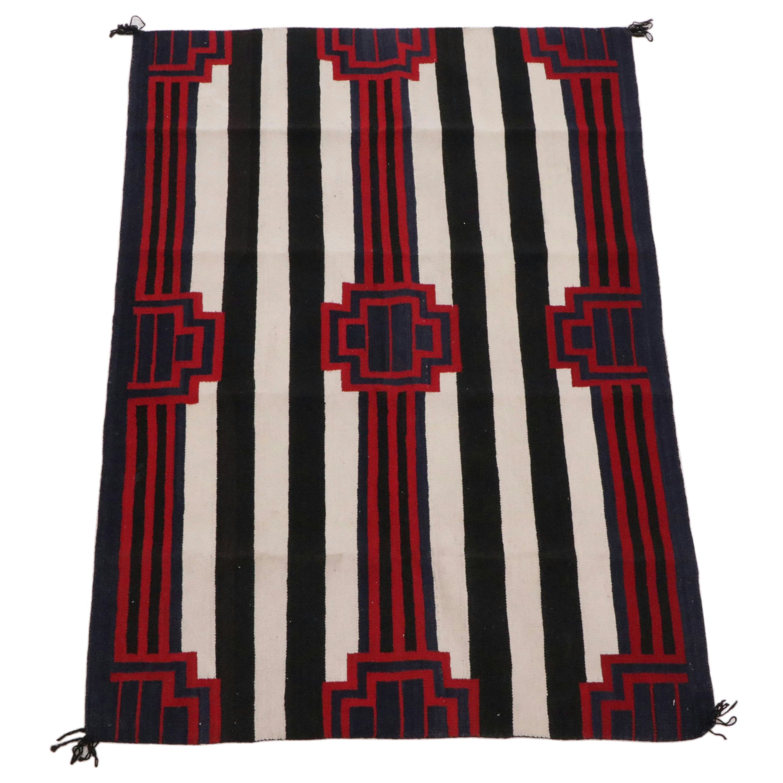4'5 x 6'6 Handwoven Navajo Third Phase Chief's Blanket Style Area Rug