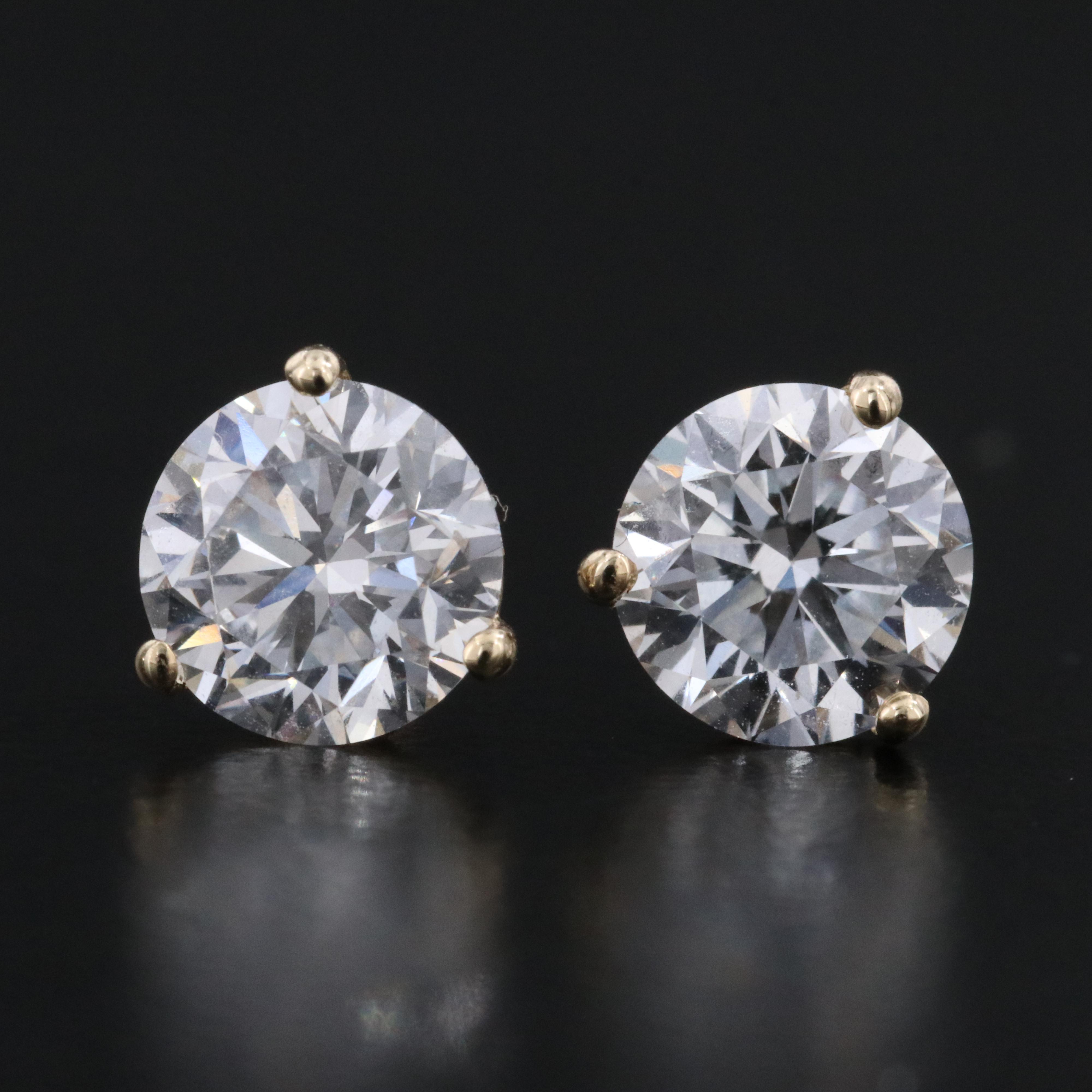 14K 2.00 CTW Lab Grown Diamond Solitaire Stud Earrings