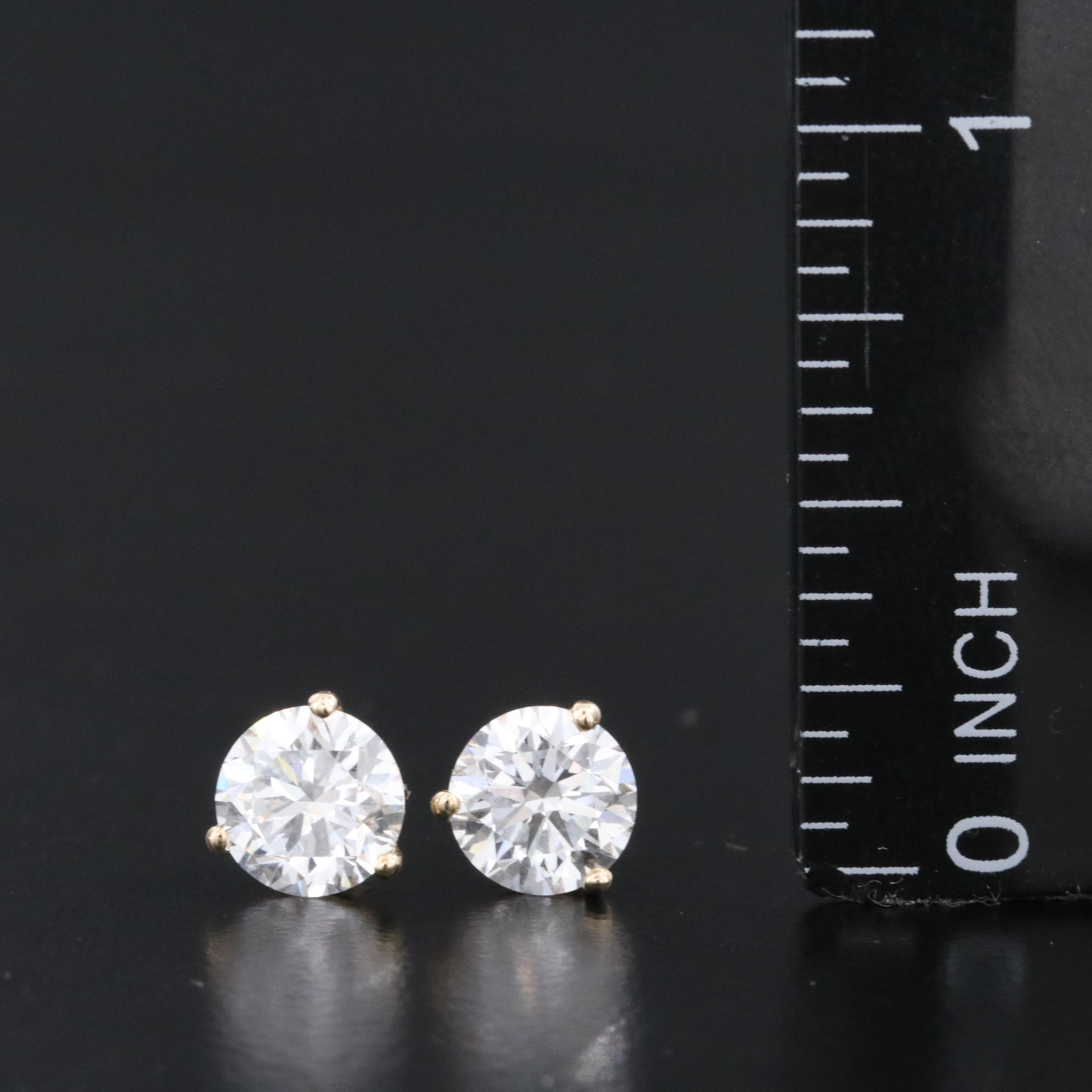 14K 2.00 CTW Lab Grown Diamond Solitaire Stud Earrings