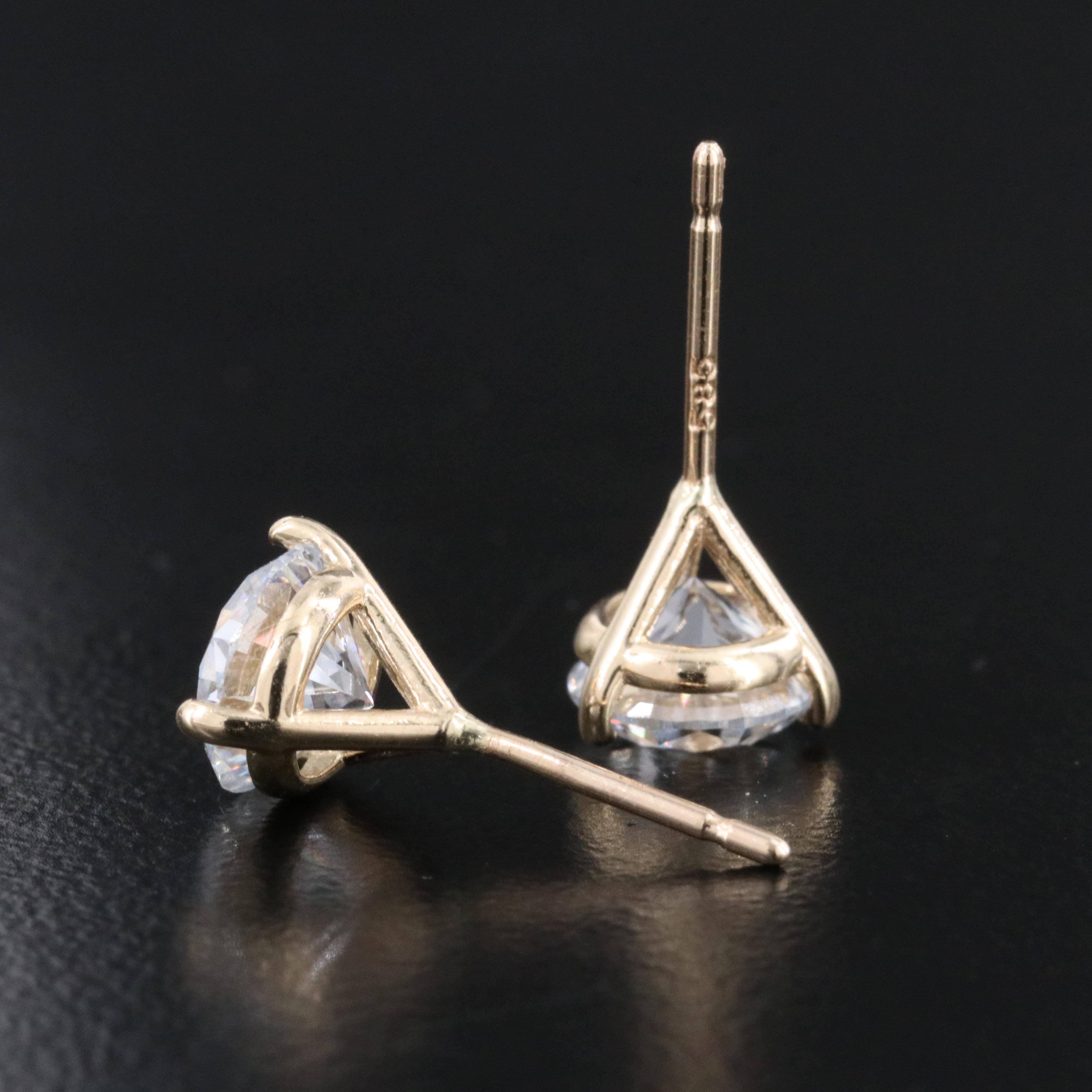 14K 2.00 CTW Lab Grown Diamond Solitaire Stud Earrings