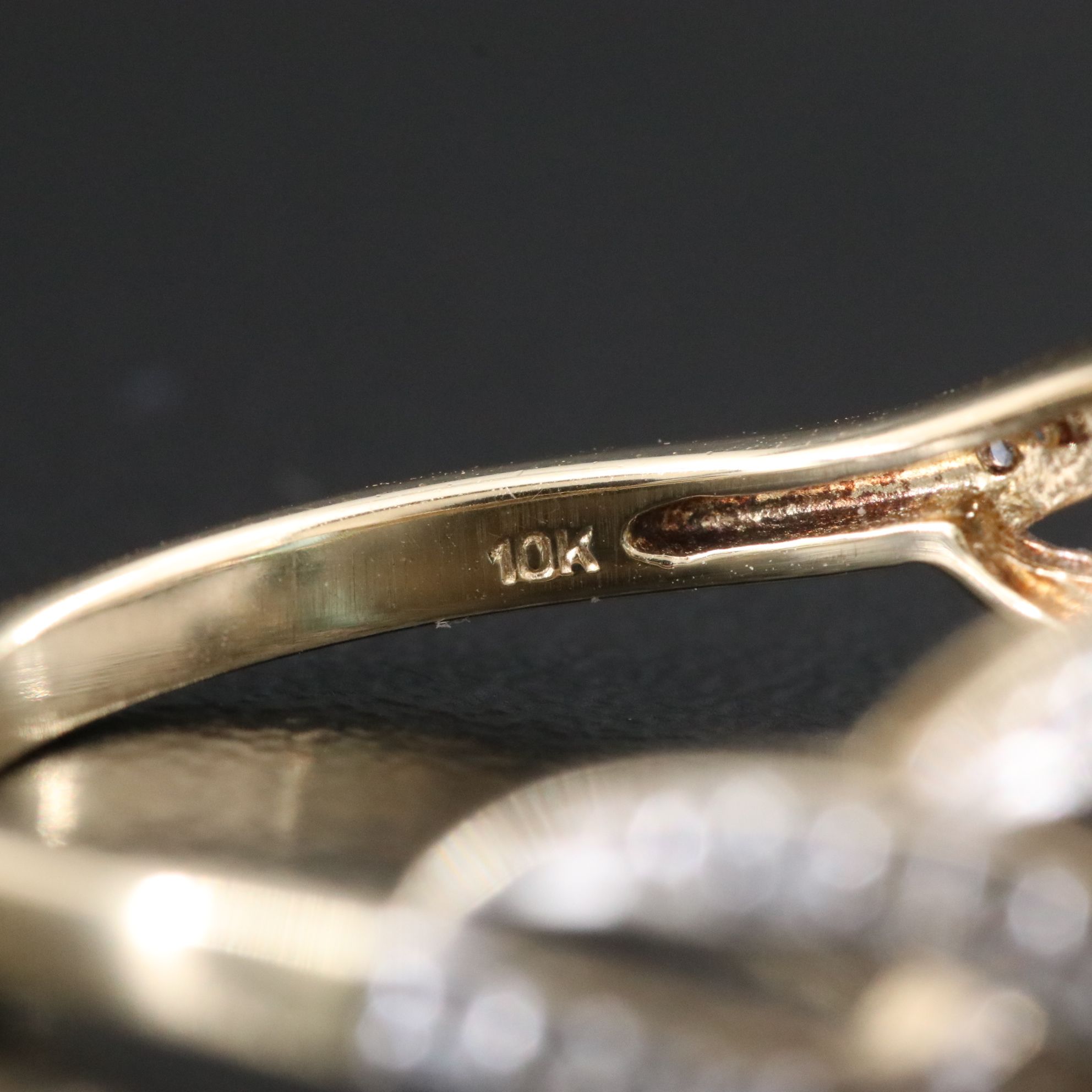 10K 6.15 CT Blue Zircon, Fancy Diamond and White Zircon Ring