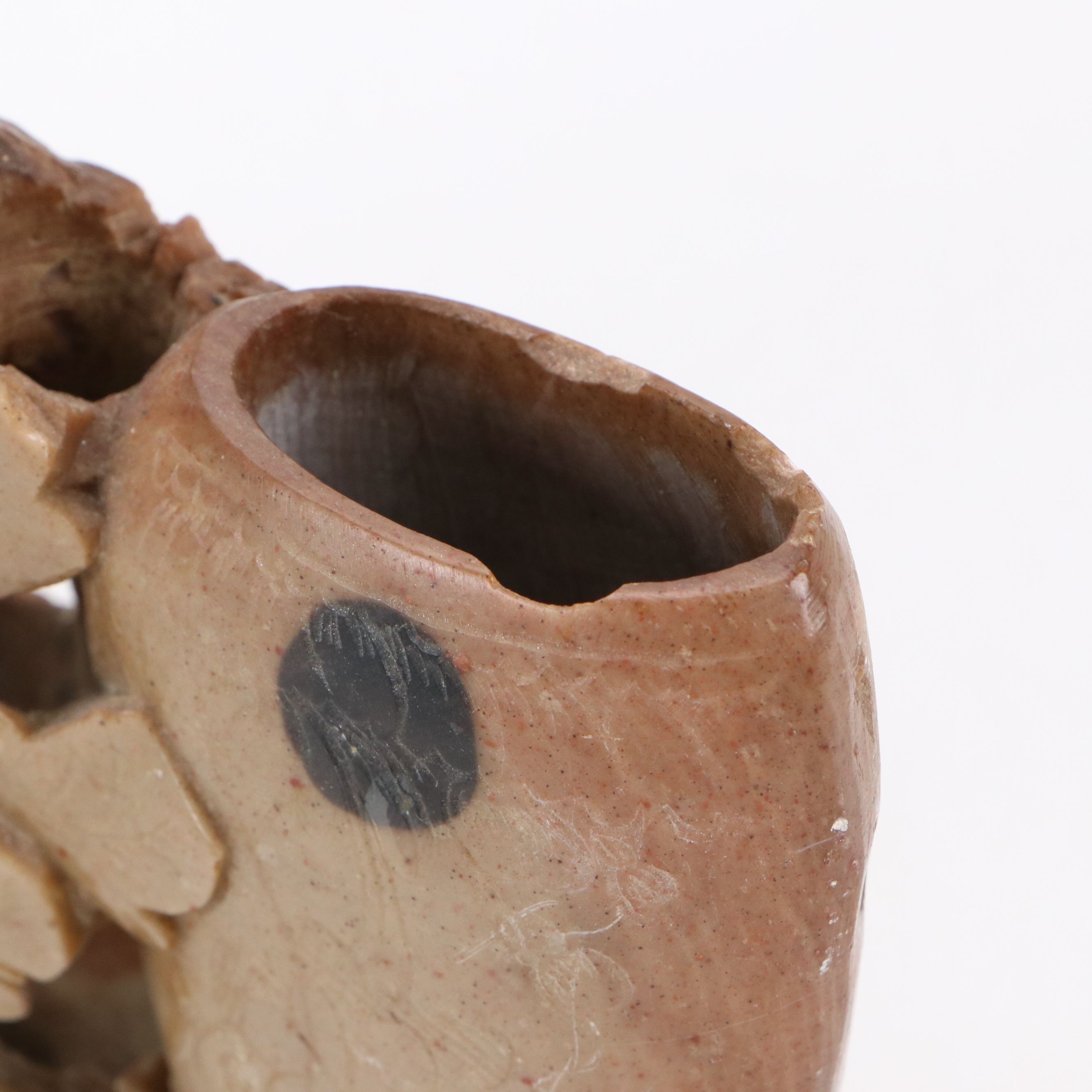 Chinese Carved Soapstone Brush Pot