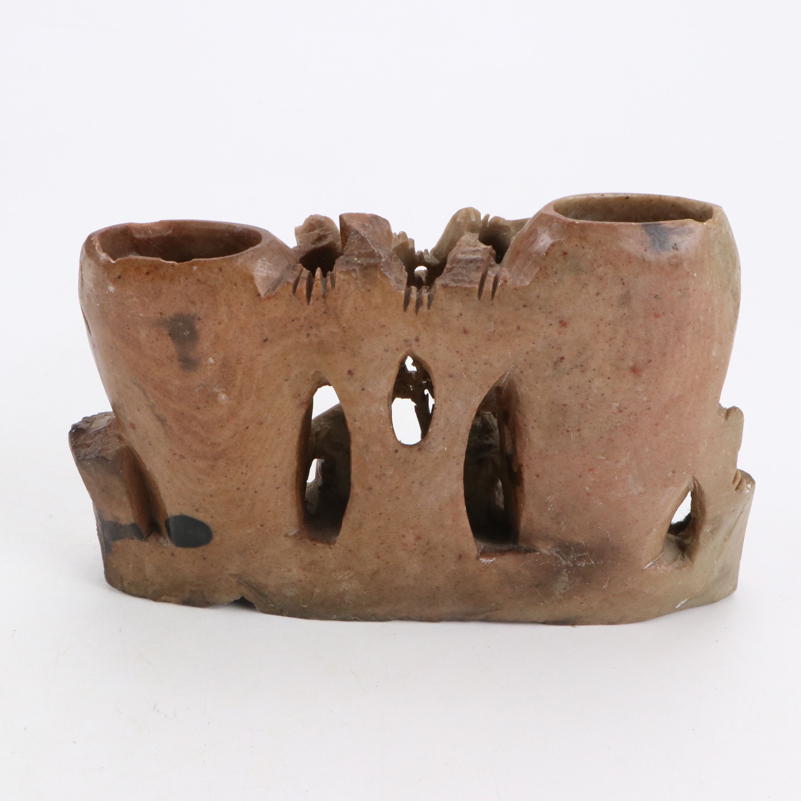 Chinese Carved Soapstone Brush Pot