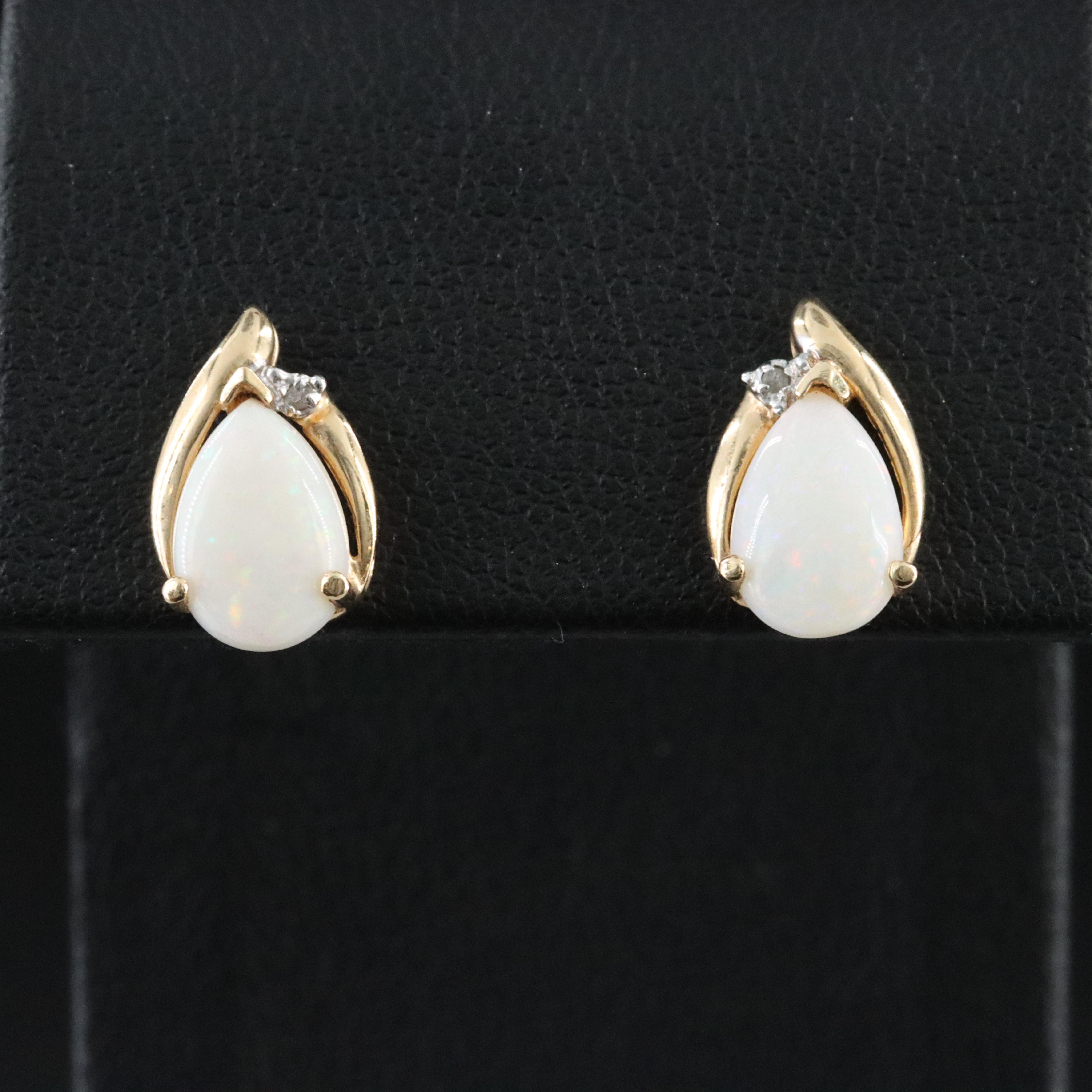 14K Opal and Diamond Earrings