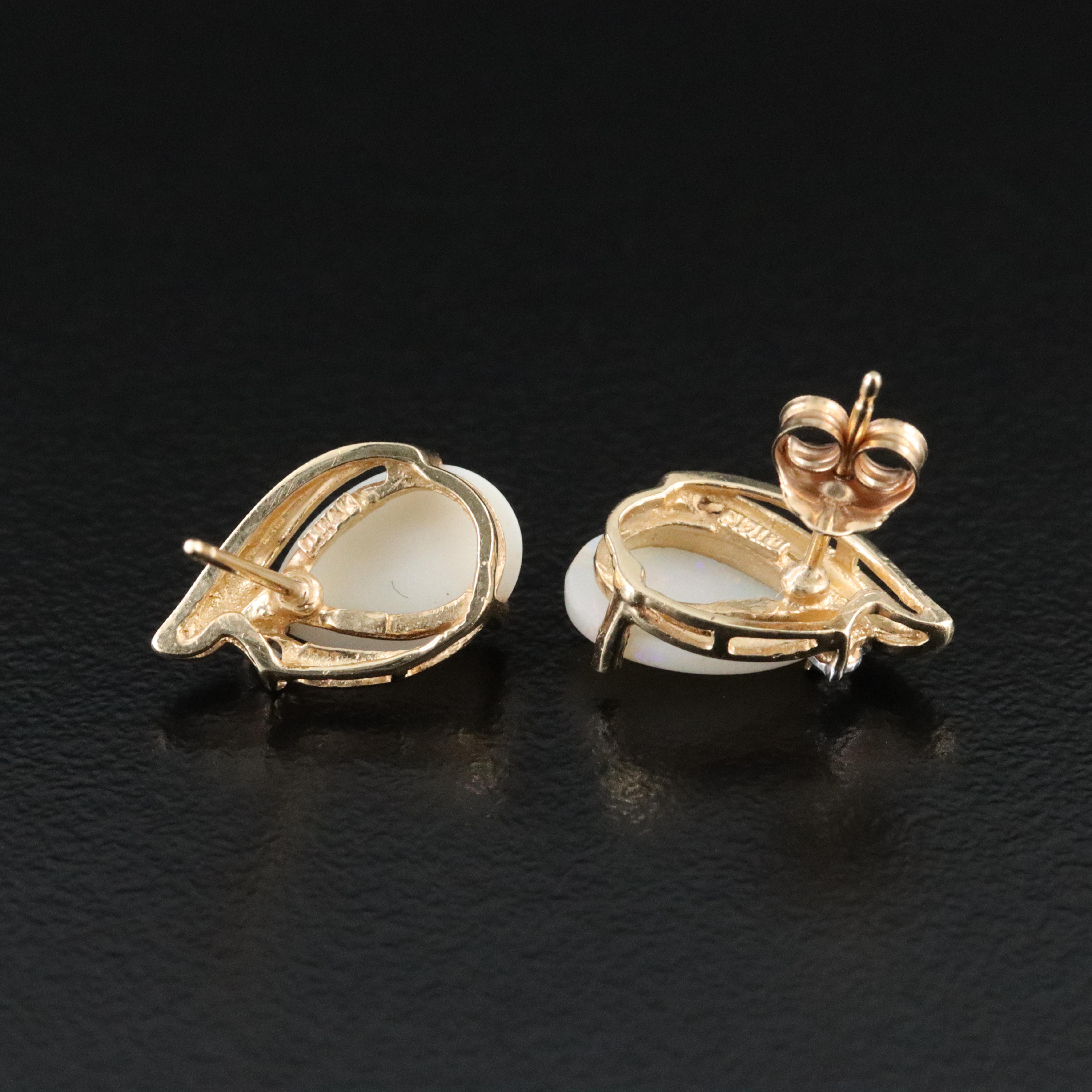 14K Opal and Diamond Earrings
