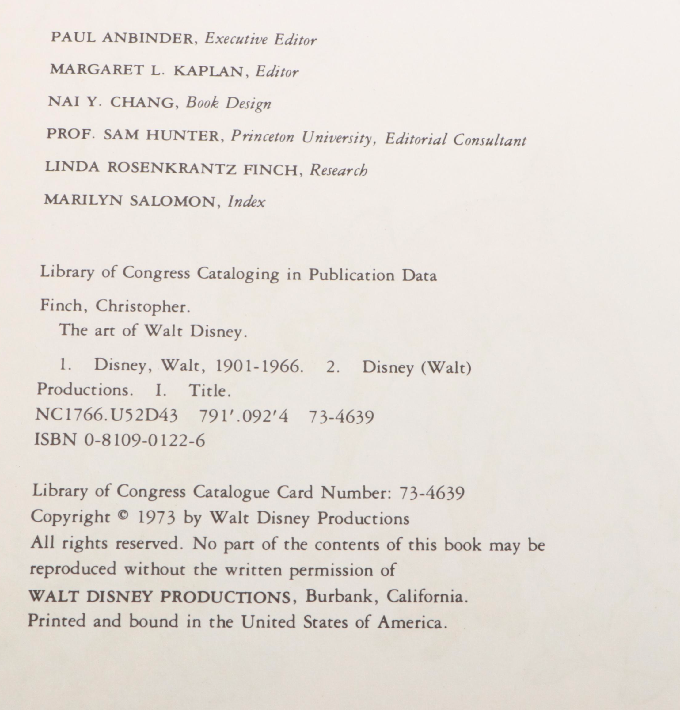 First Edition "The Art of Walt Disney" by Christopher French, 1973