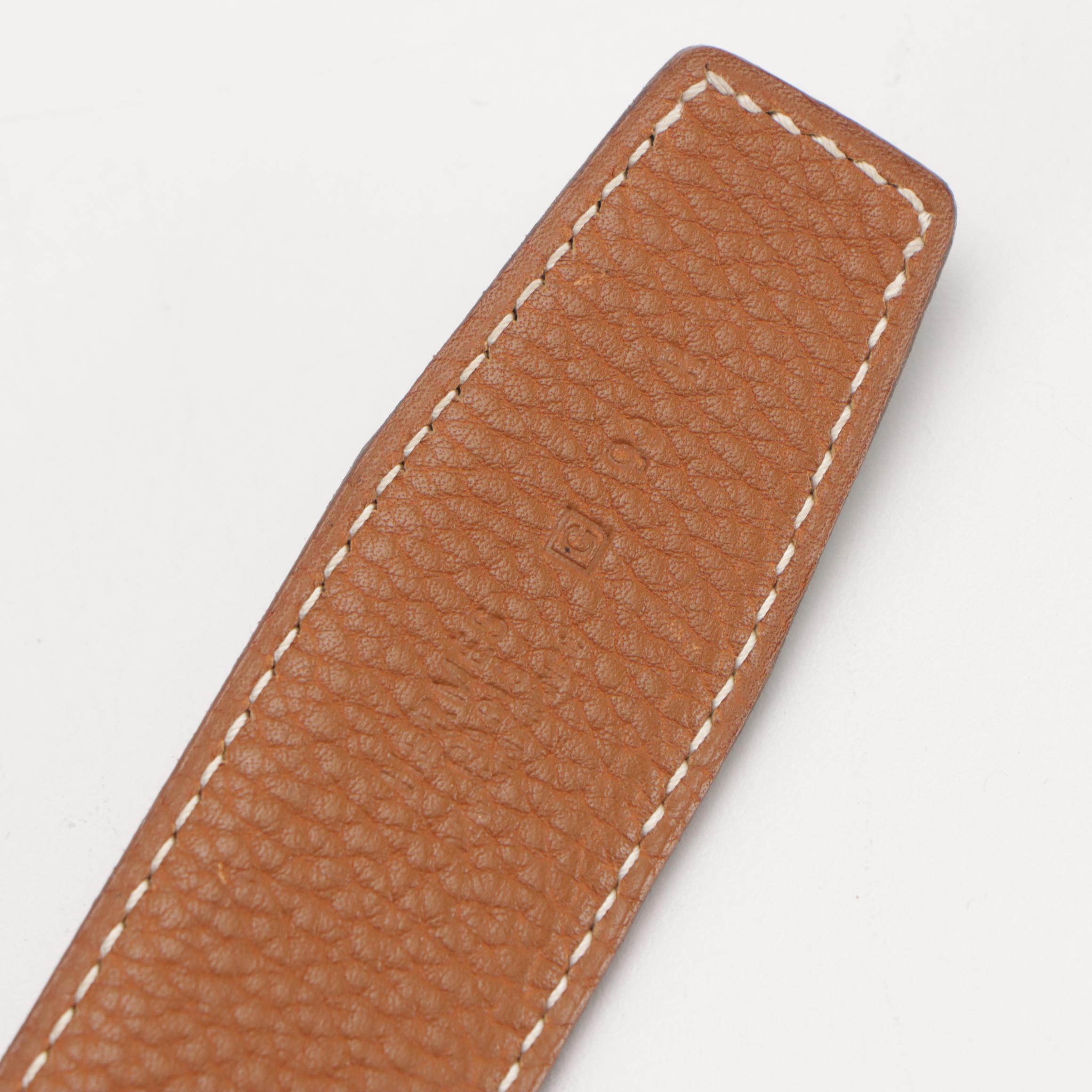 Hermès H Buckle Reversible 32mm Belt in Black Box Calf and Tan Clemence Leather