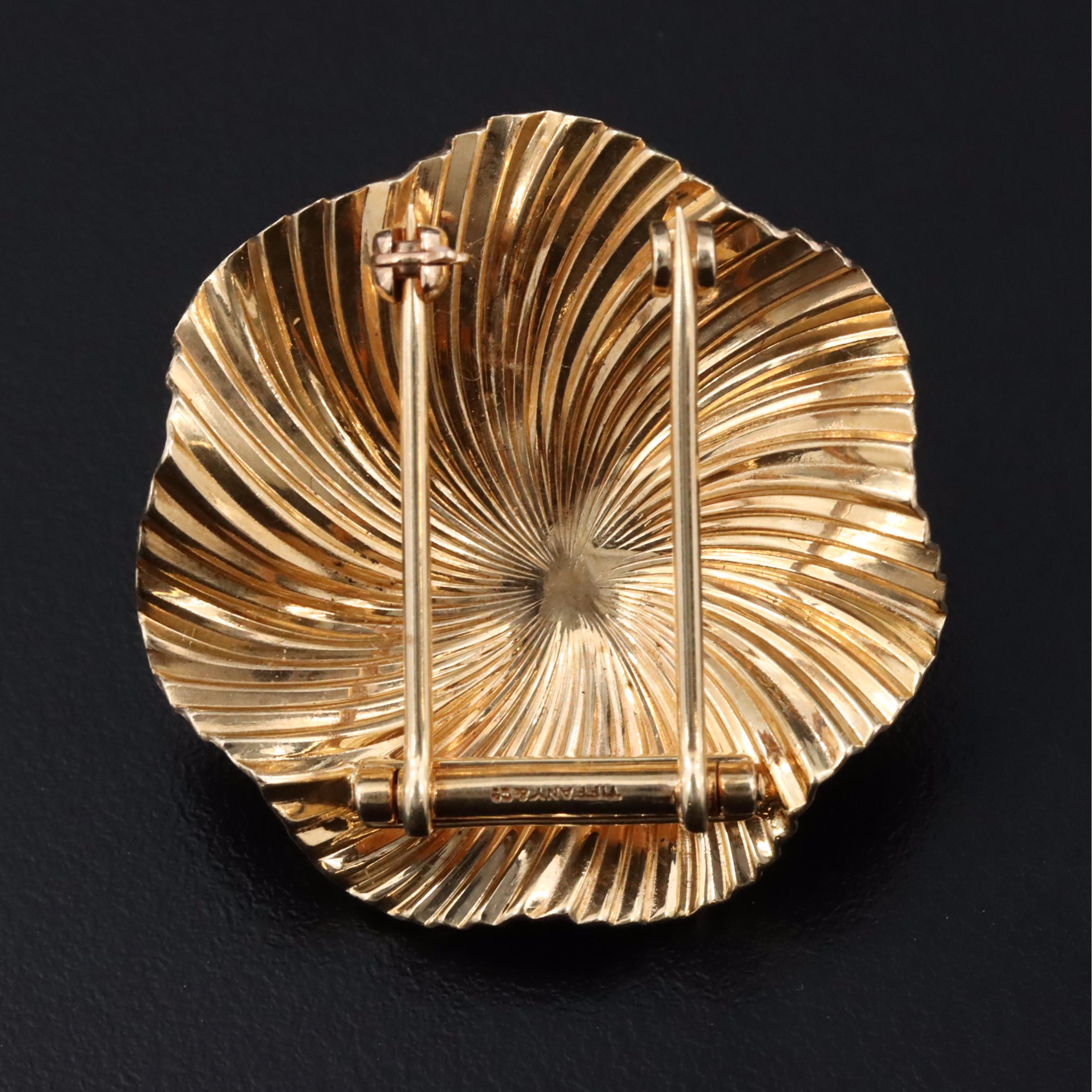 Tiffany & Co. 1960s 14K Fluted Flower Brooch