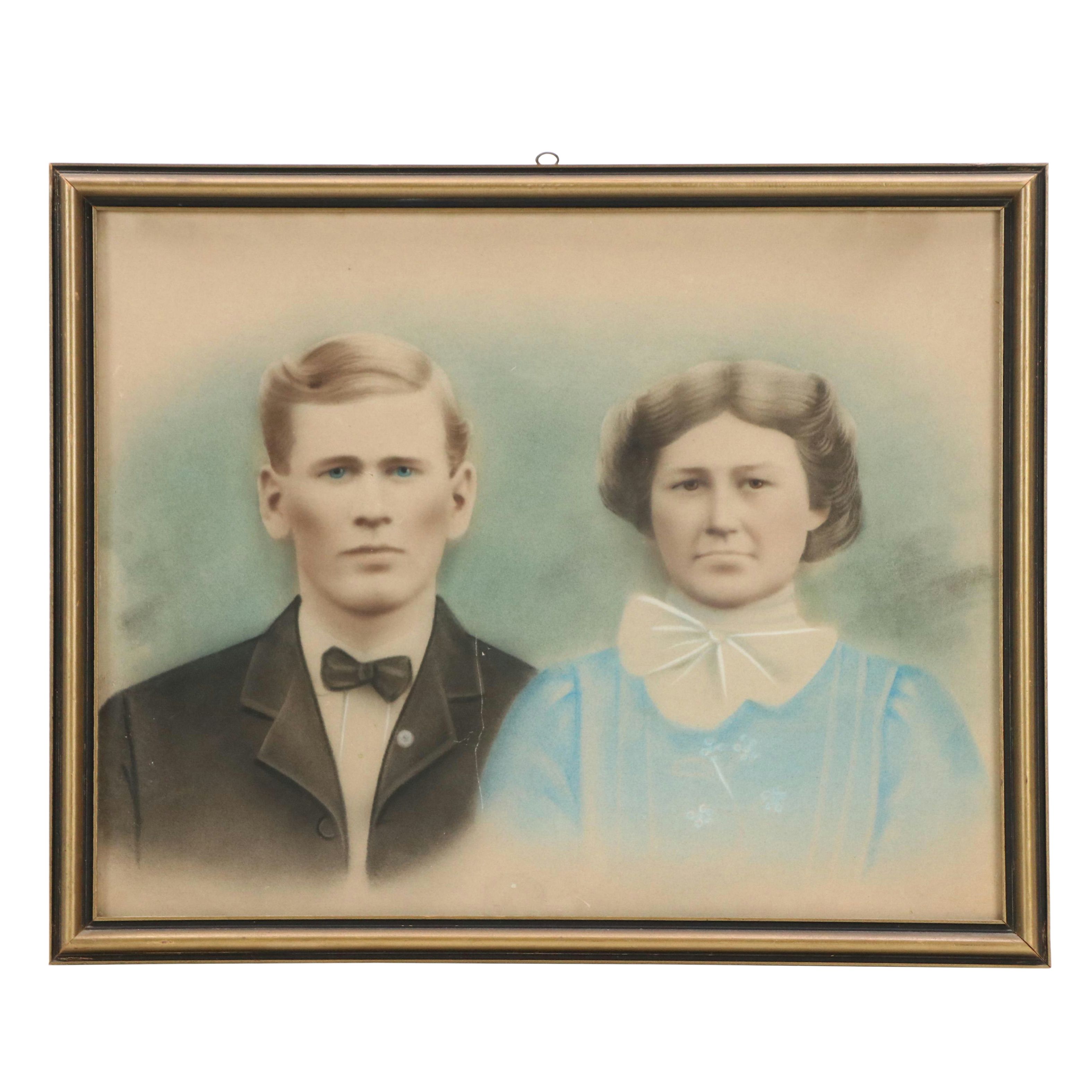 Hand-Colored Portrait Photographs of Couple and Child, 19th Century