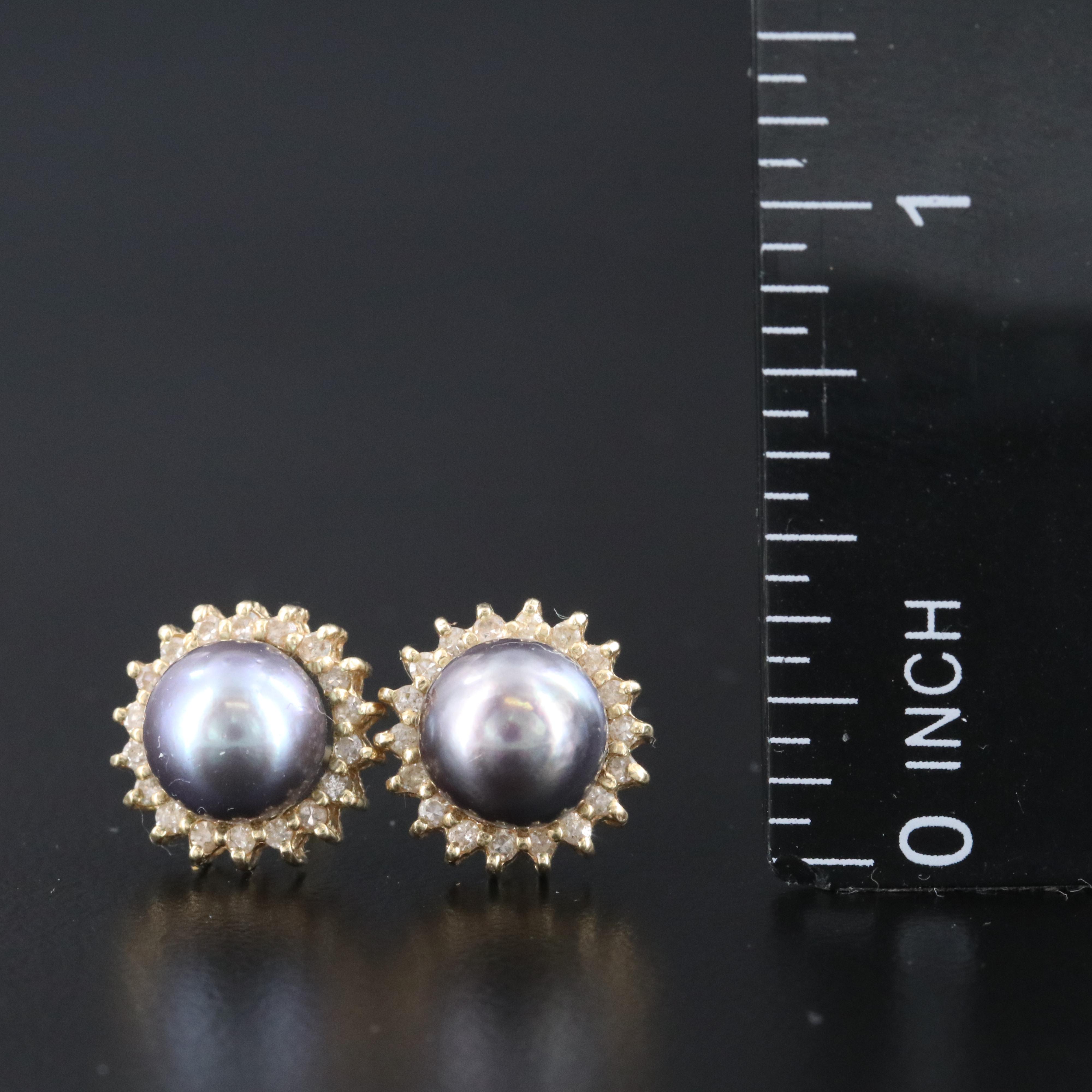 14K Pearl and Diamond Earrings