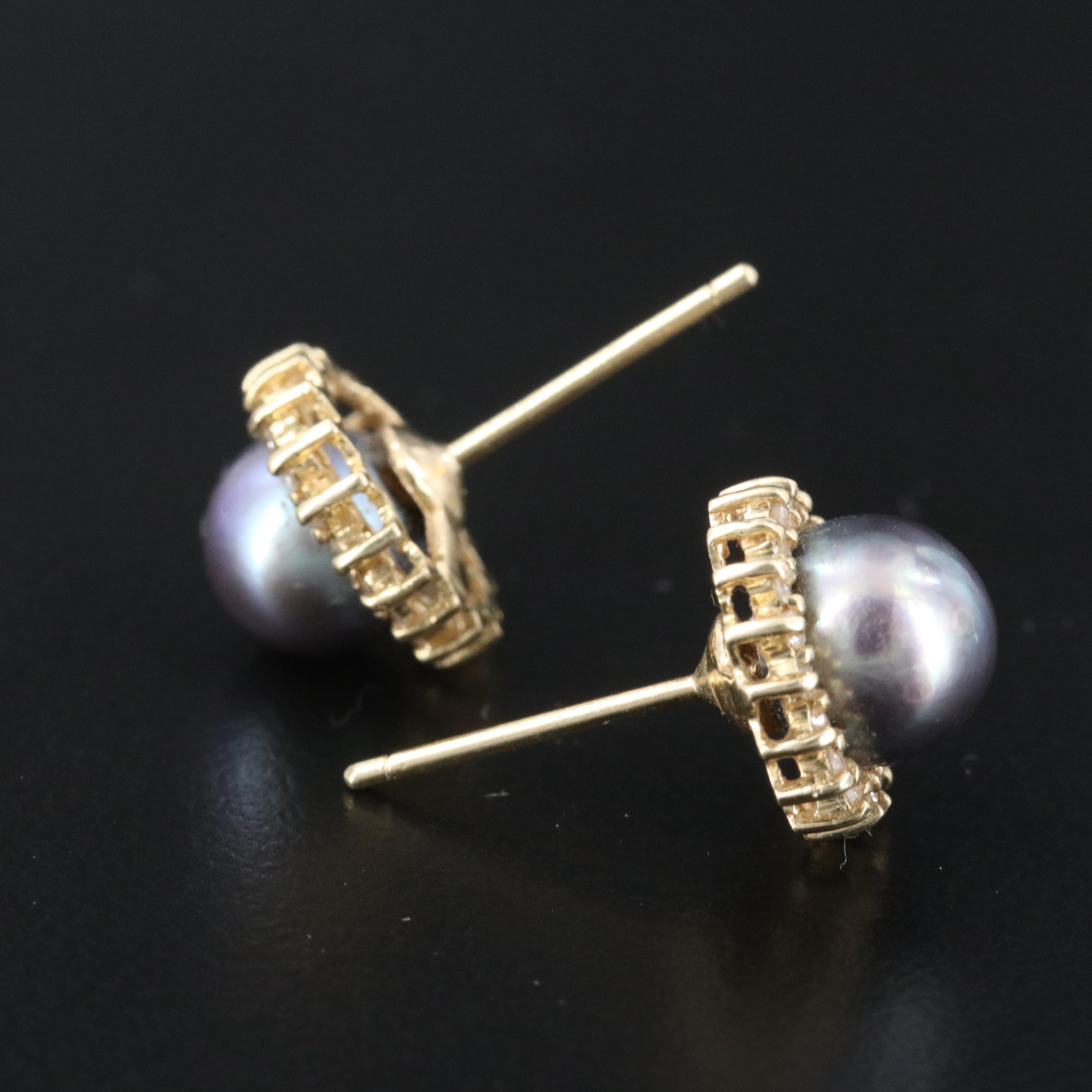 14K Pearl and Diamond Earrings