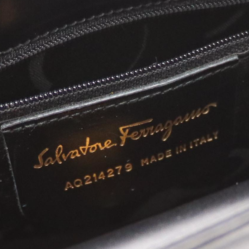 Salvatore Ferragamo Black Leather Two-Way Handbag with Gancini Hardware