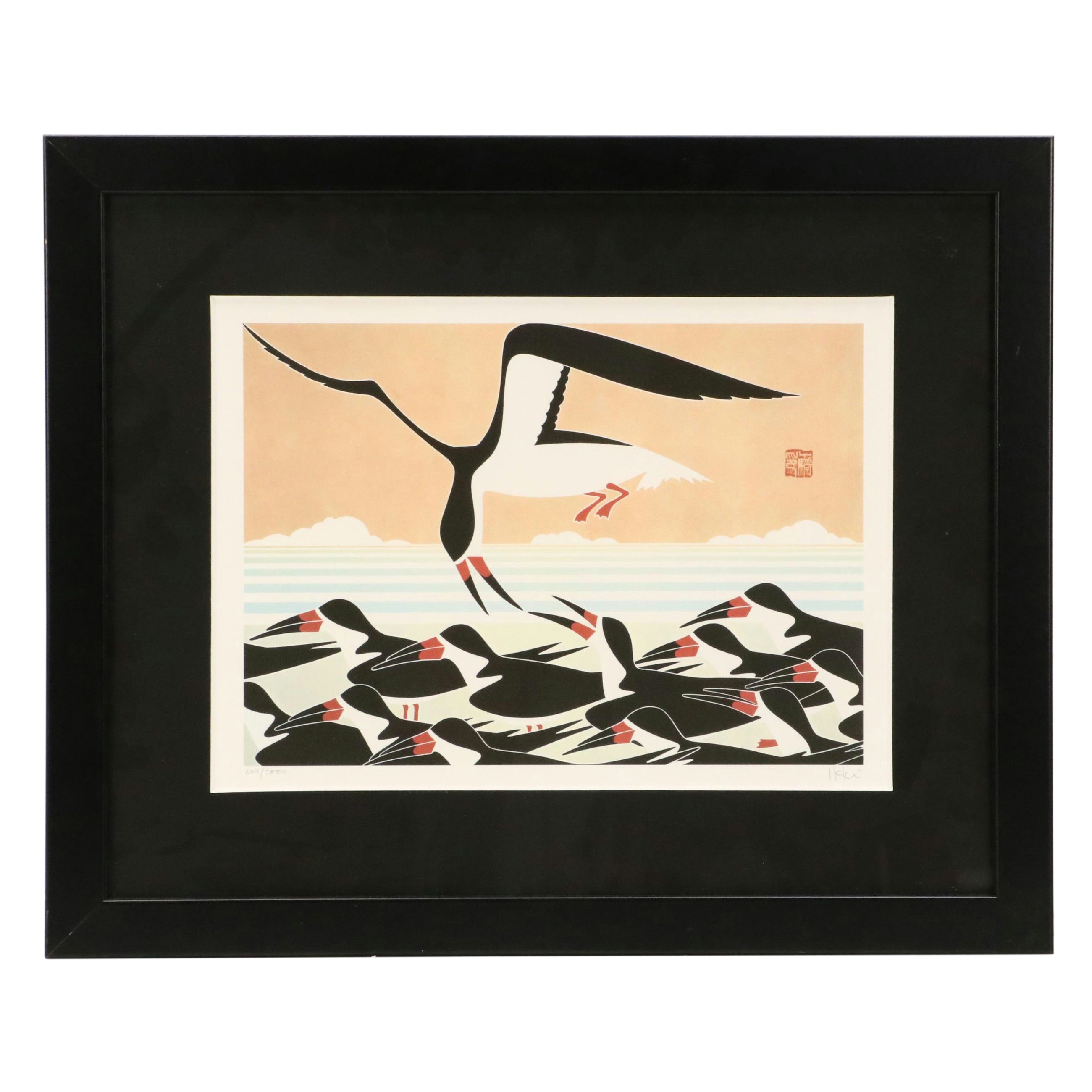 Ikki Matsumoto Offset Lithograph "Skimming the Whitecaps," Circa 1980