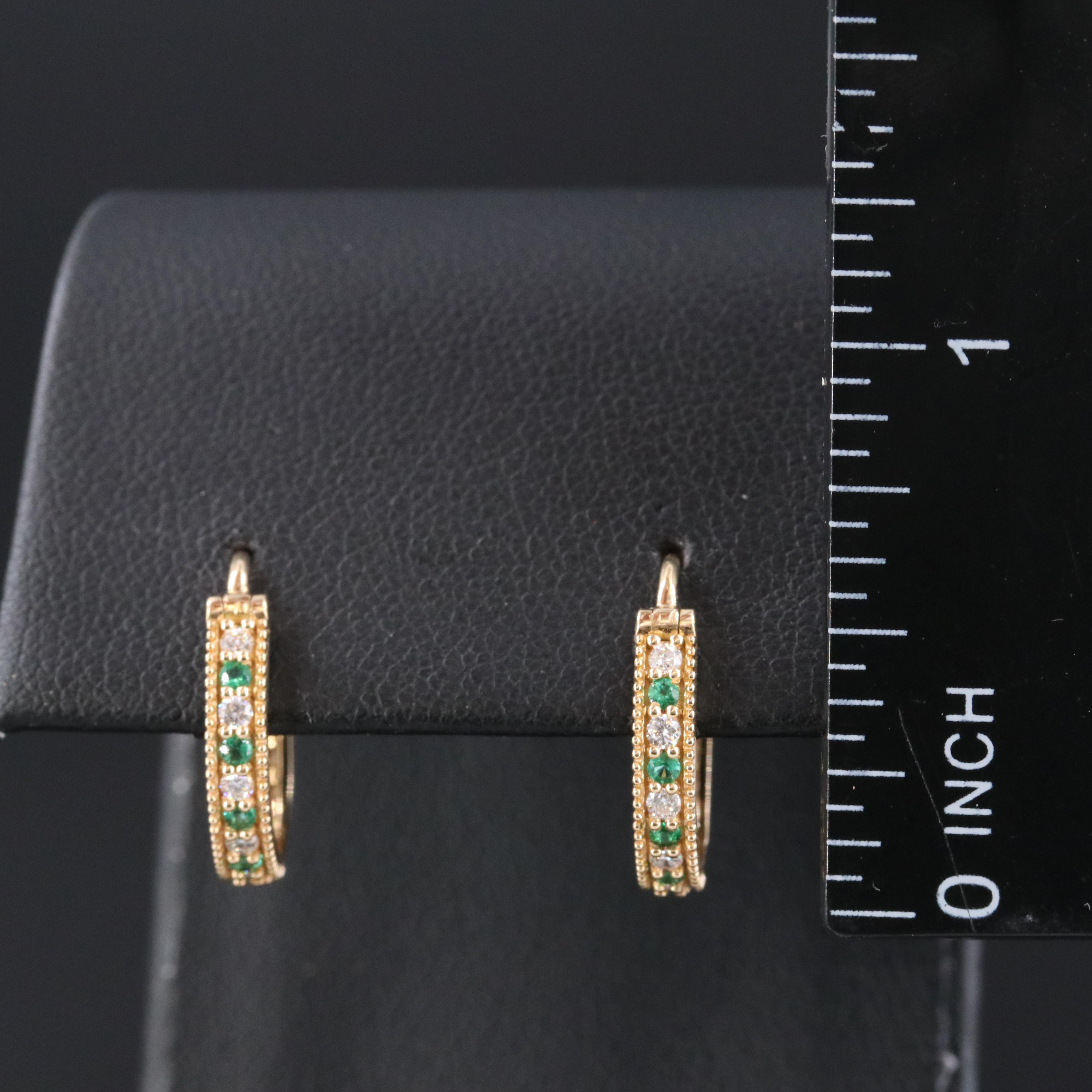 Chromia 18K Diamond and Emerald Hoop Earrings