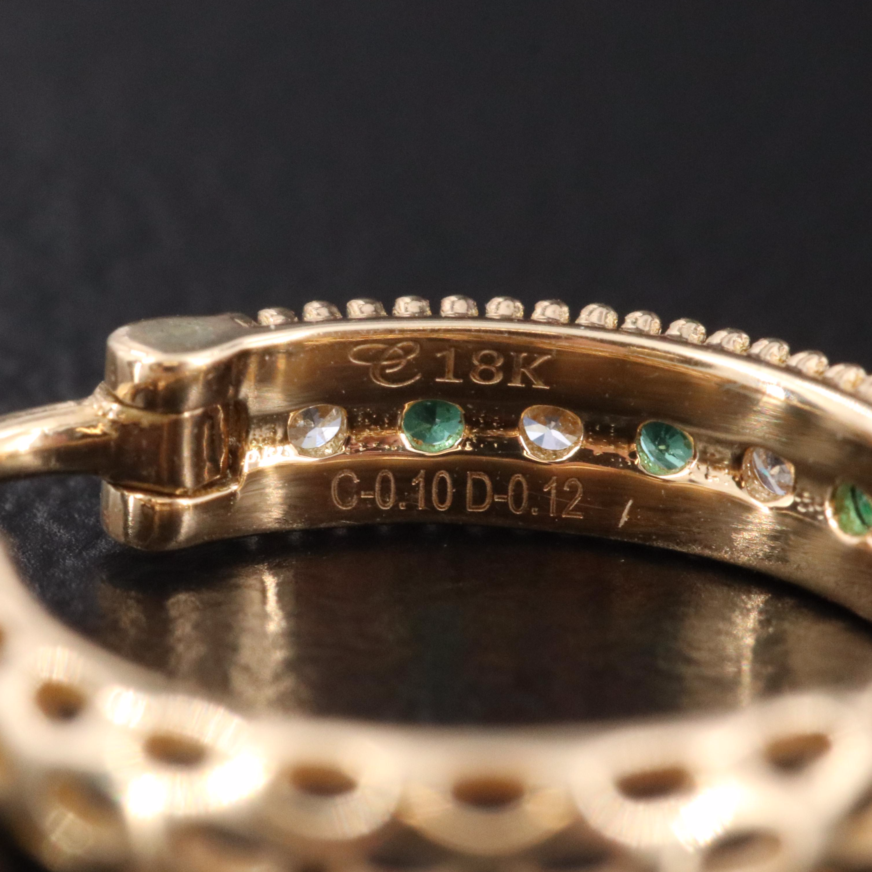 Chromia 18K Diamond and Emerald Hoop Earrings