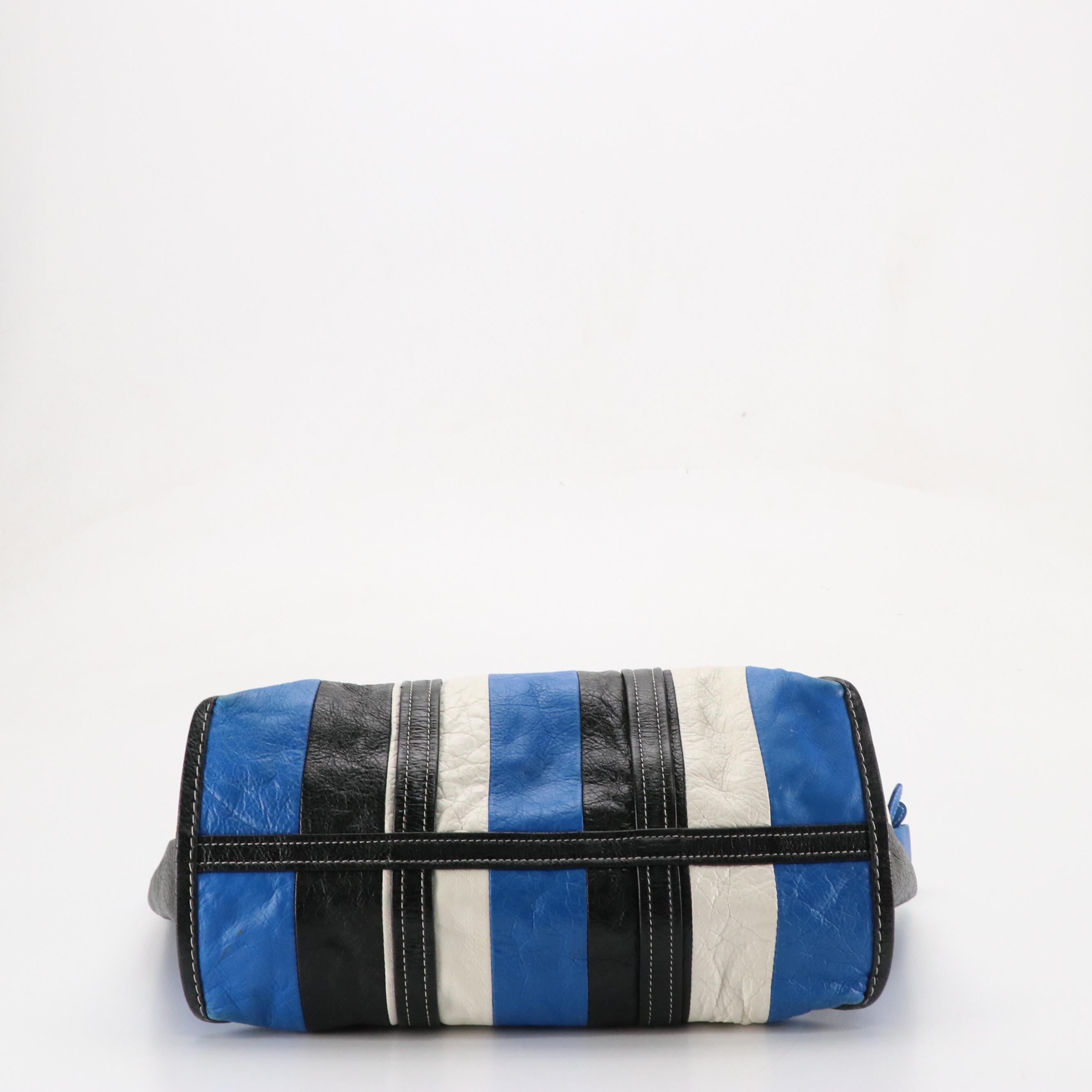 Balenciaga Bazar Shopper Tote in Tricolor Striped Distressed Goatskin Leather