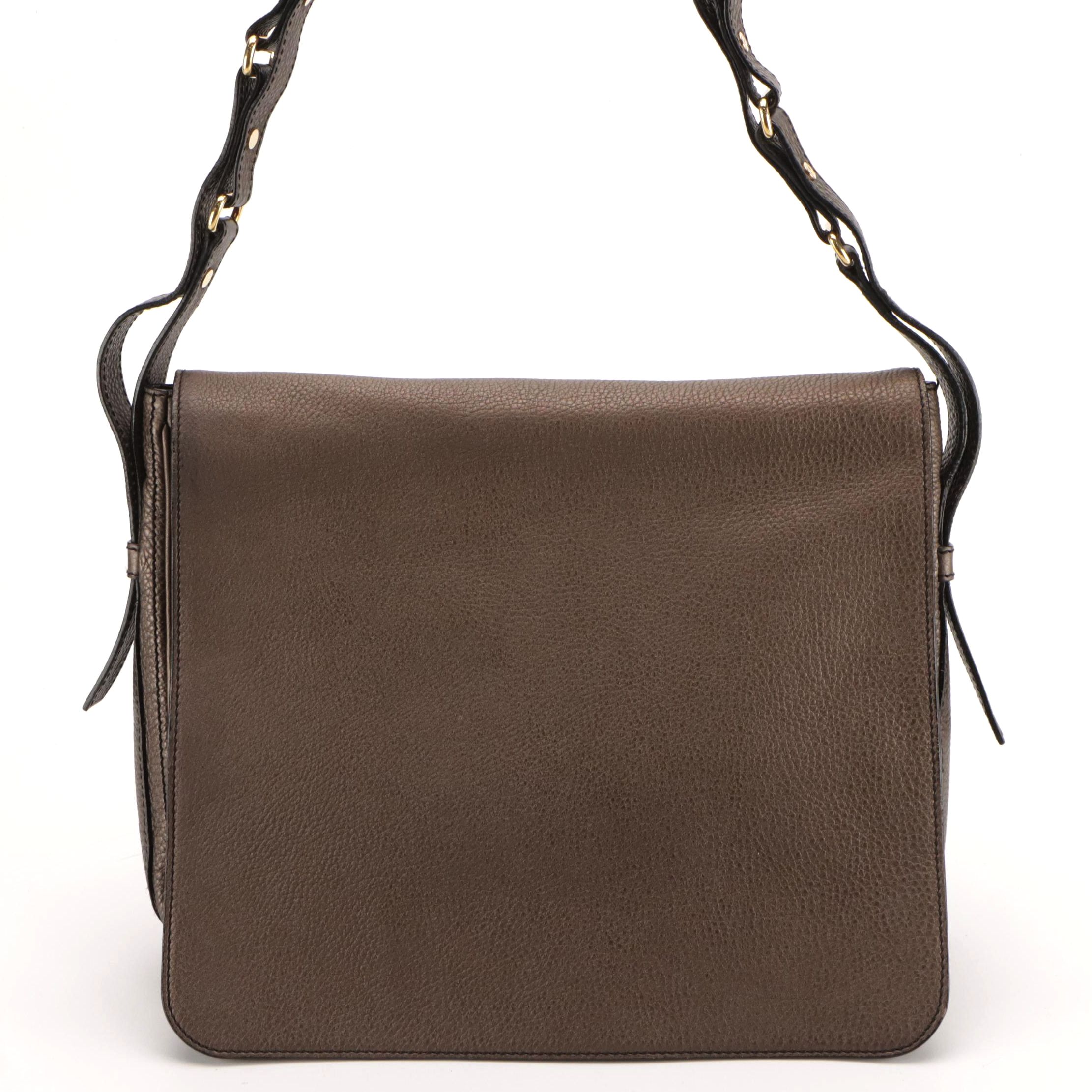 Celine Crossbody Messenger Bag in Metallic Grained Calfskin Leather