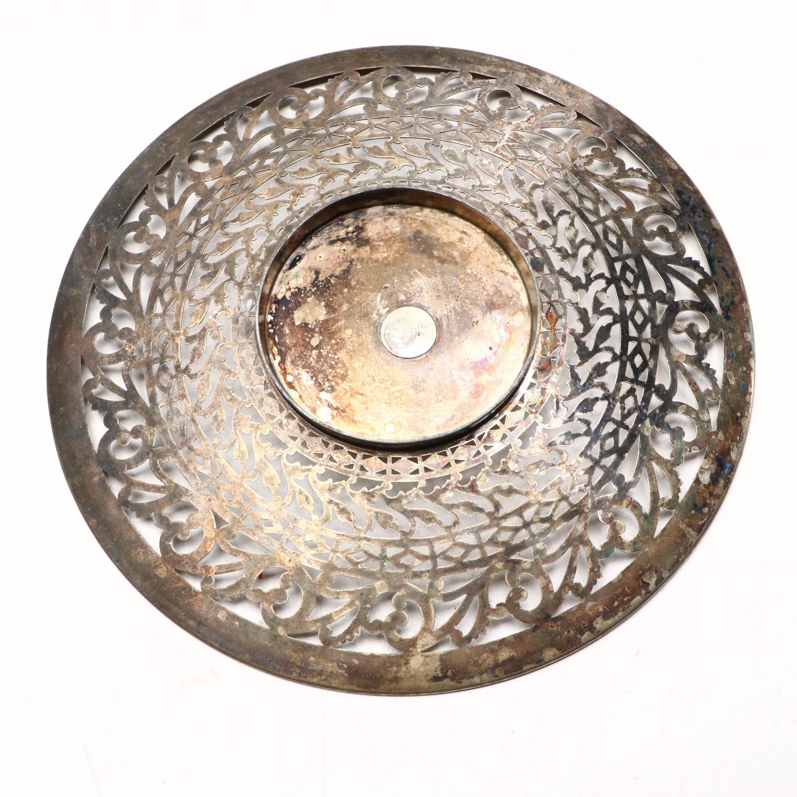 Victorian Style Repousse Genre Scene Tea Set and Other Silver Plate Trays