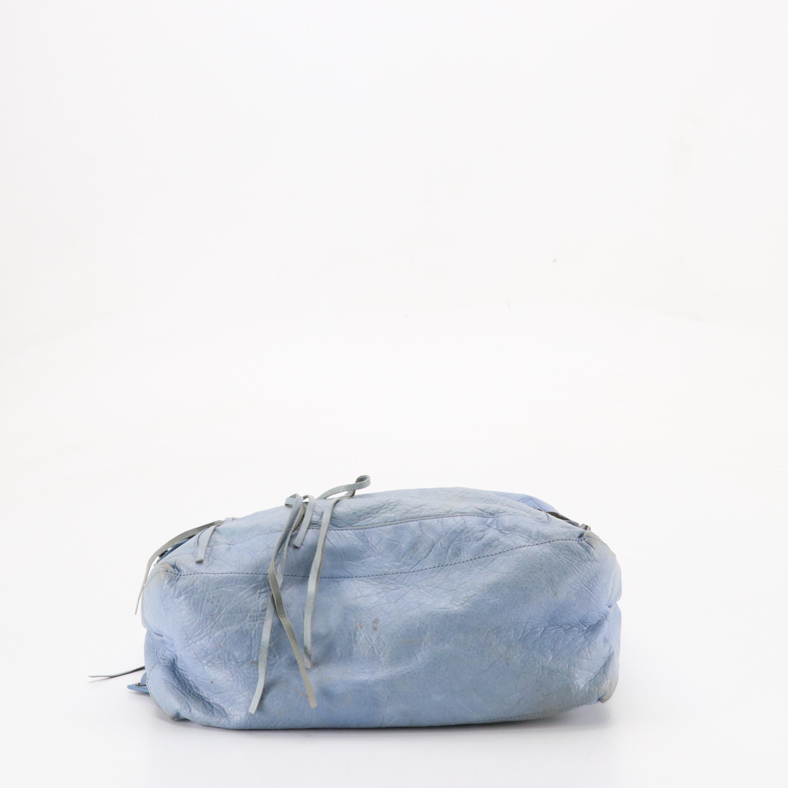 Balenciaga Agneau Classic Bleu Glacier Leather Hobo Shoulder Bag