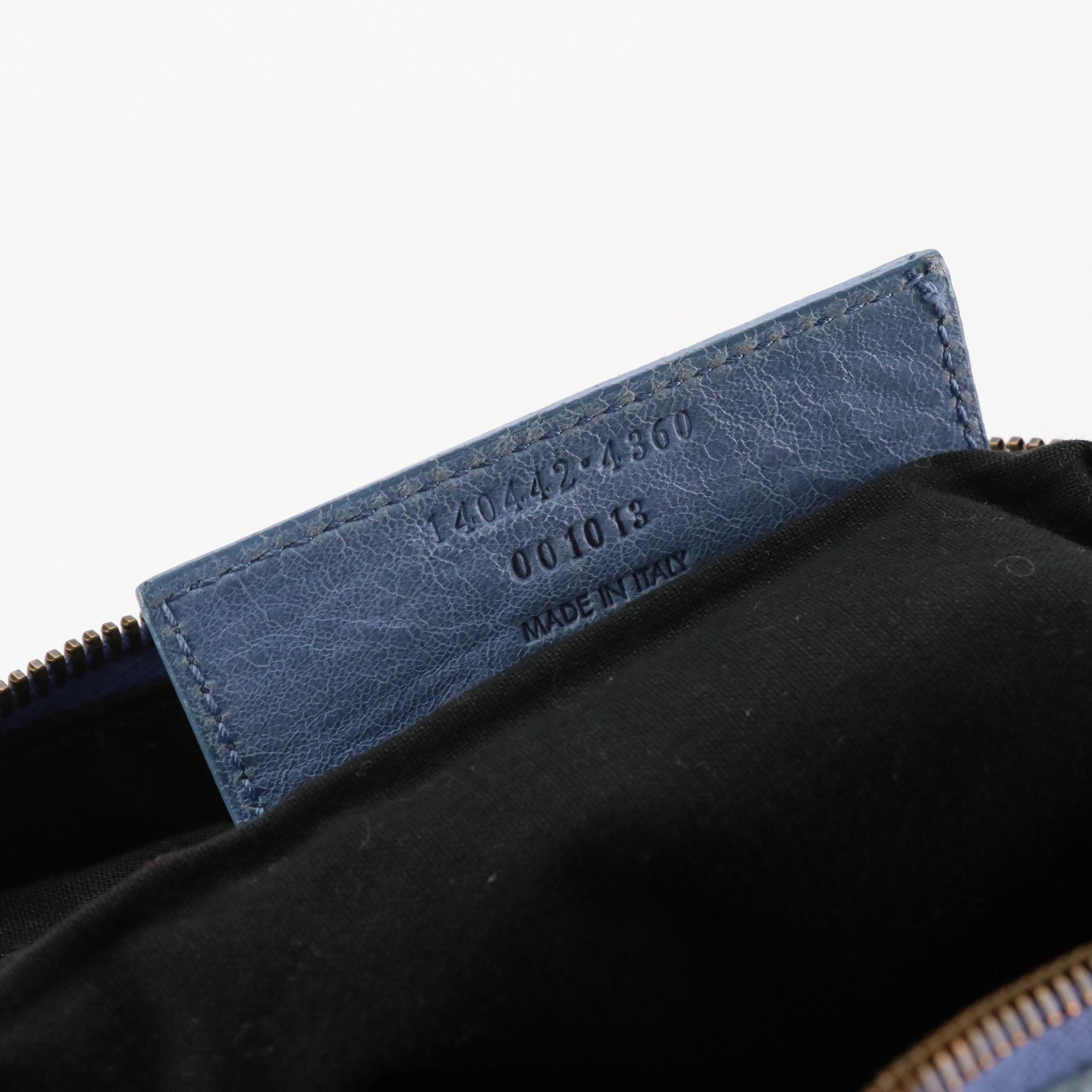 Balenciaga Agneau Classic Bleu Glacier Leather Hobo Shoulder Bag